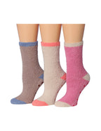 Women's 3 Pairs Cozy Microfiber Soft Anti-Skid Mocha Blush Colorful