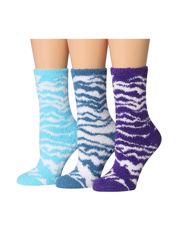 Women's 3 Pairs Cozy Microfiber Soft Anti-Skid Exotic Leopard Colorful