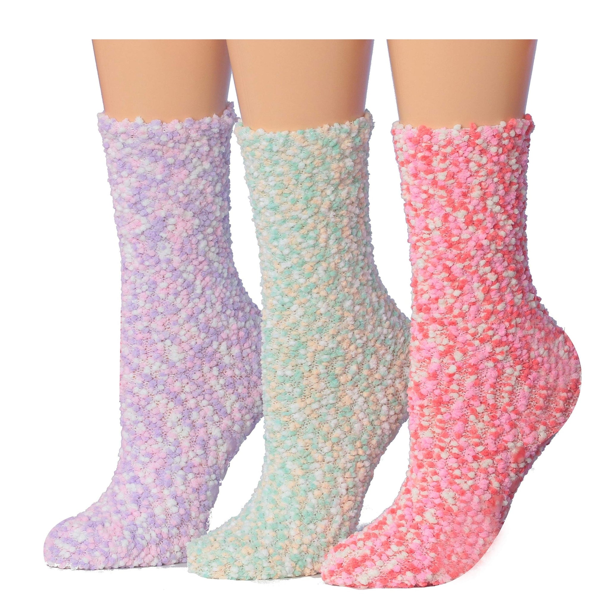 Women's 3 Pairs Cozy Microfiber Soft Anti-Skid Lavender Mist Colorful
