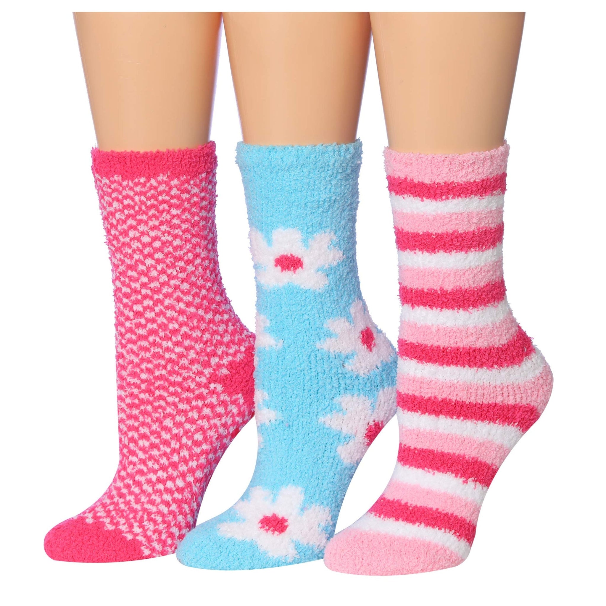 Women's 3 Pairs Cozy Microfiber Soft Anti-Skid Cotton Candy Delight