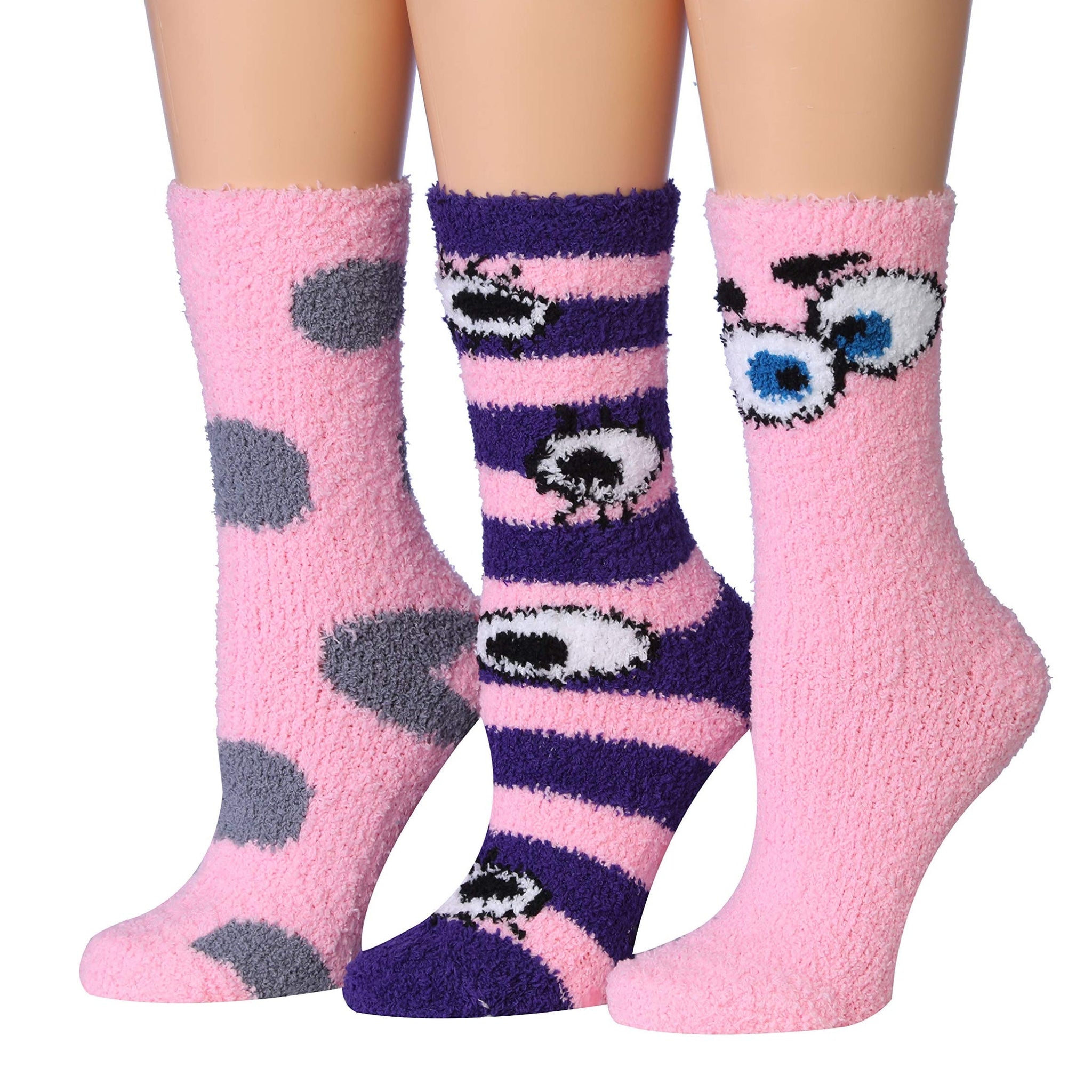 Women's 3 Pairs Cozy Microfiber Soft Anti-Skid Polka Paradise Colorful