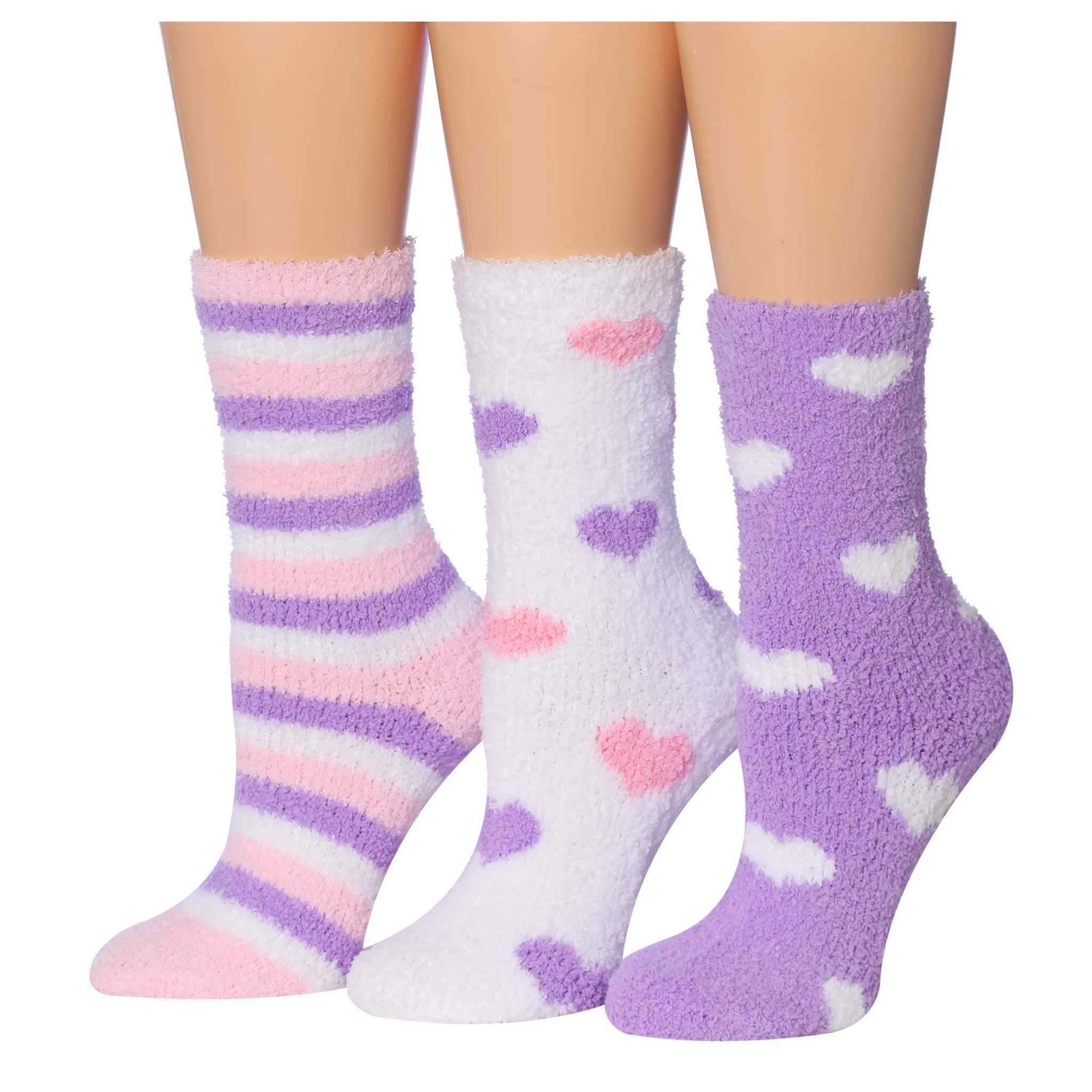 Women's 3 Pairs Cozy Microfiber Soft Anti-Skid Serene Orchid Colorful
