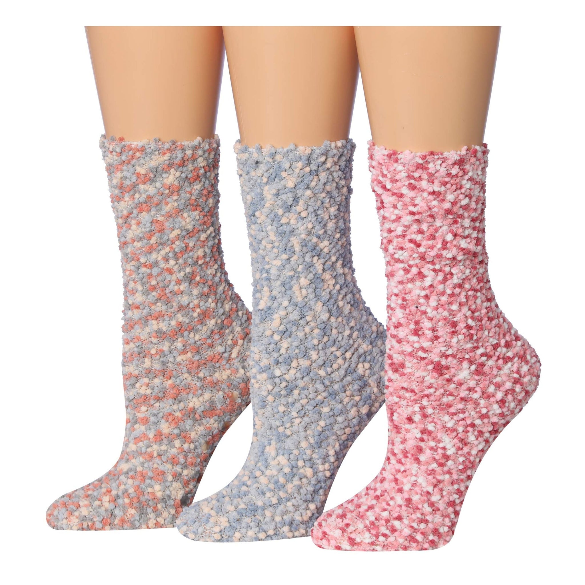 Women's 3 Pairs Cozy Microfiber Soft Anti-Skid Misty Mocha Colorful