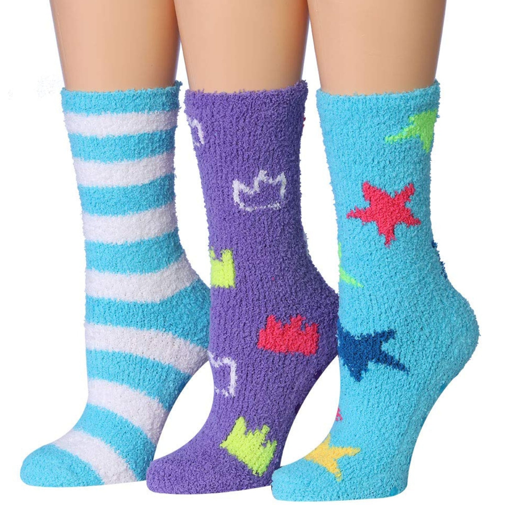 Women's 3 Pairs Cozy Microfiber Soft Anti-Skid Royal Stardust Colorful