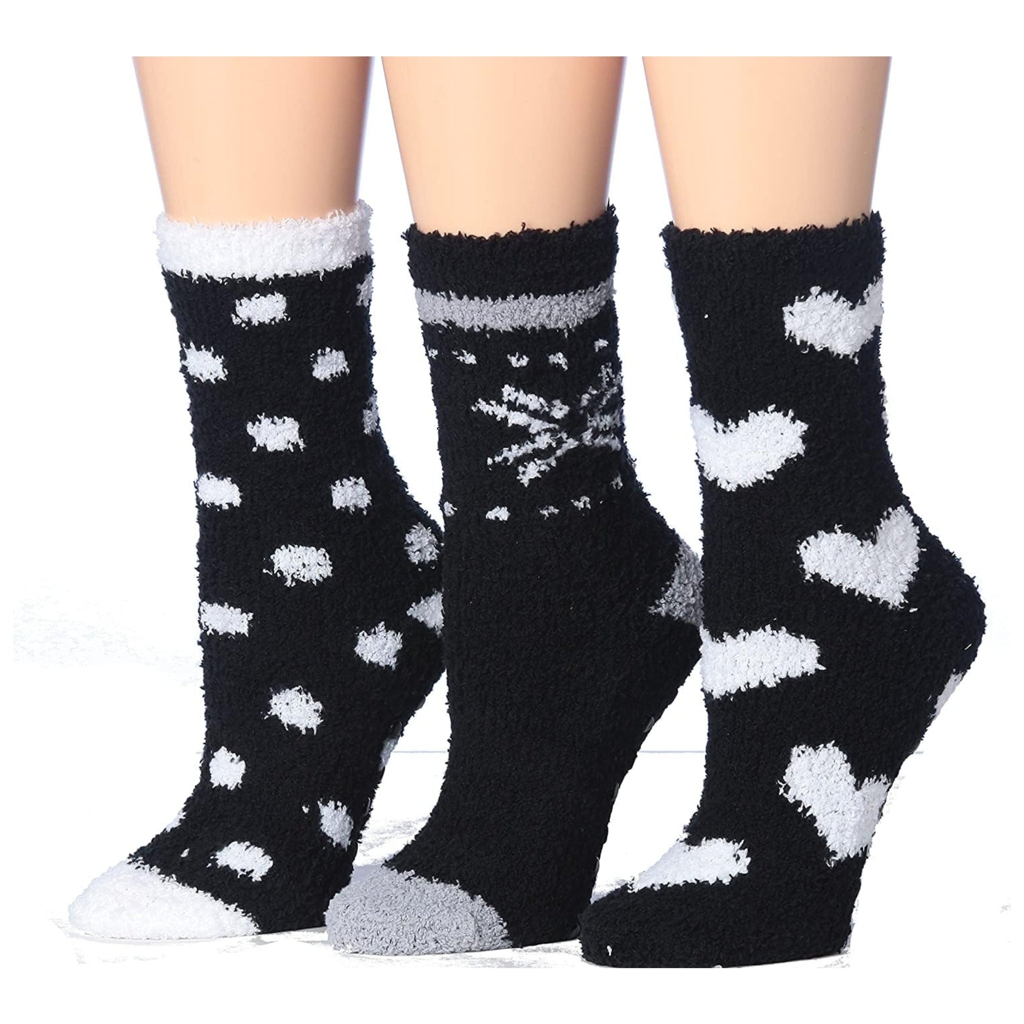 Women's 3 Pairs Cozy Microfiber Soft Anti-Skid Ebony Love Colorful