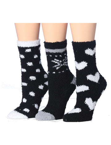 Women's 3 Pairs Cozy Microfiber Soft Anti-Skid Ebony Love Colorful