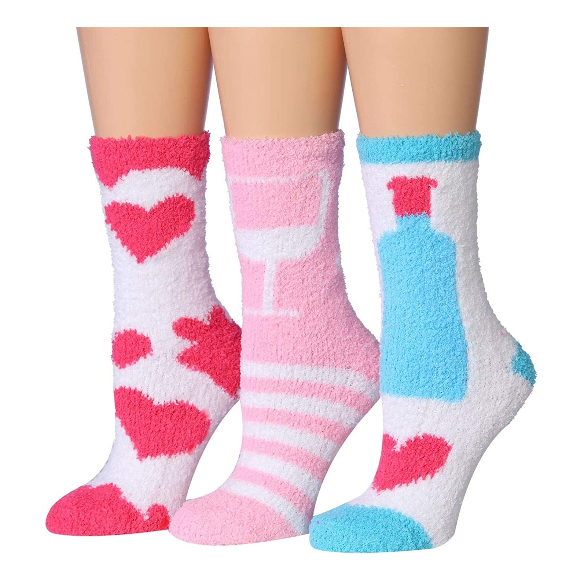 Women's 3 Pairs Cozy Microfiber Soft Anti-Skid Wine Wonderland