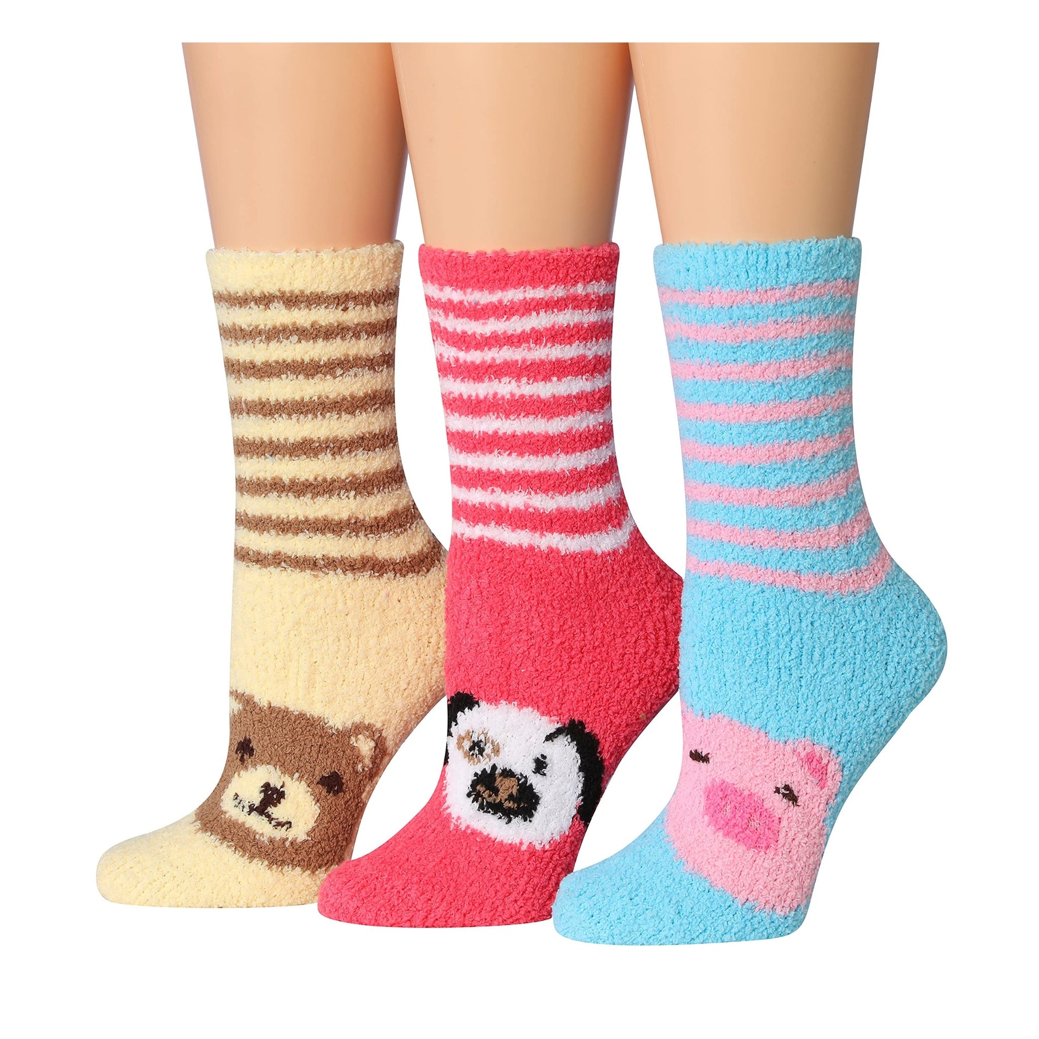 Women's 3 Pairs Cozy Microfiber Soft Anti-Skid Rainbow Jungle Colorful