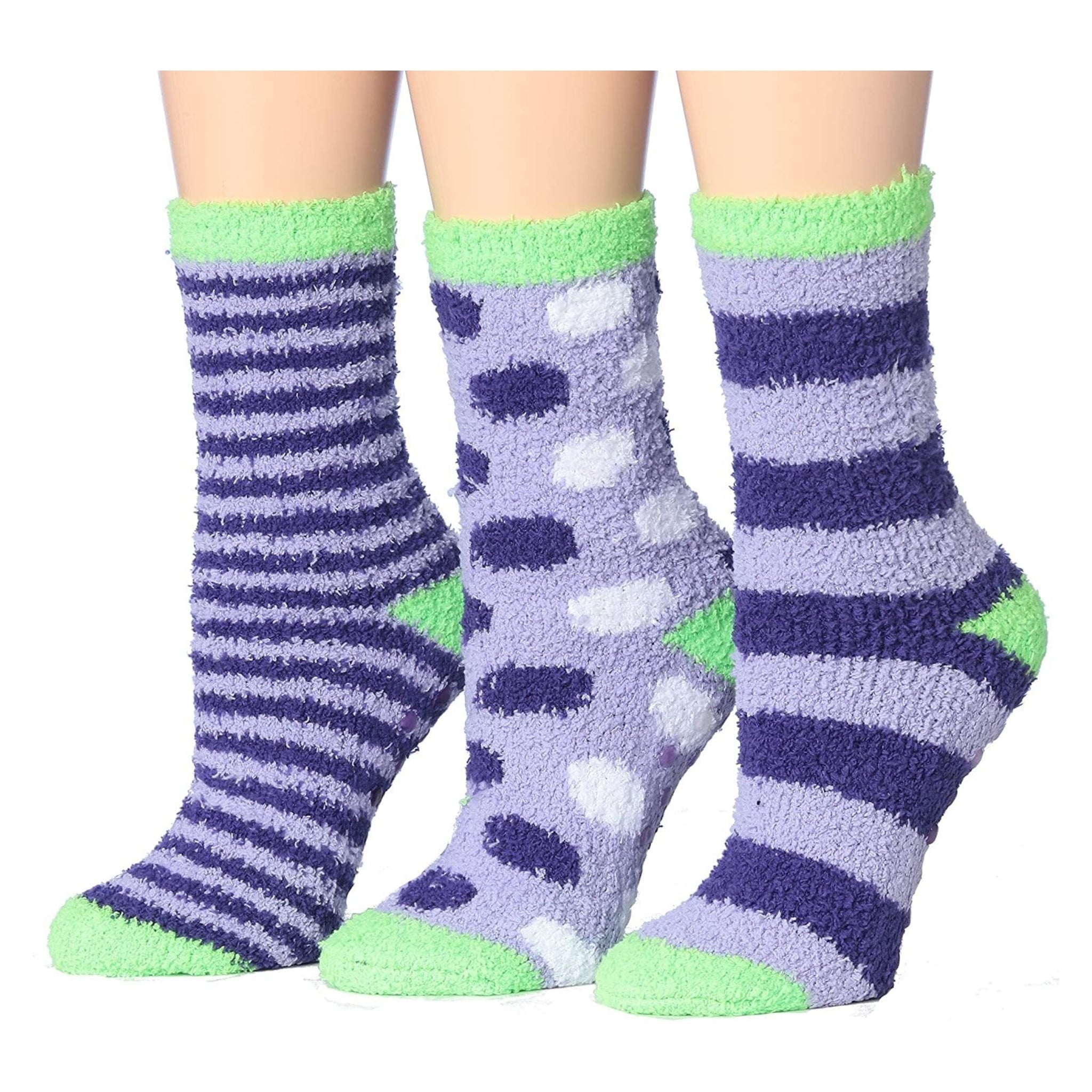Women's 3 Pairs Cozy Microfiber Soft Anti-Skid Emerald Haze Colorful