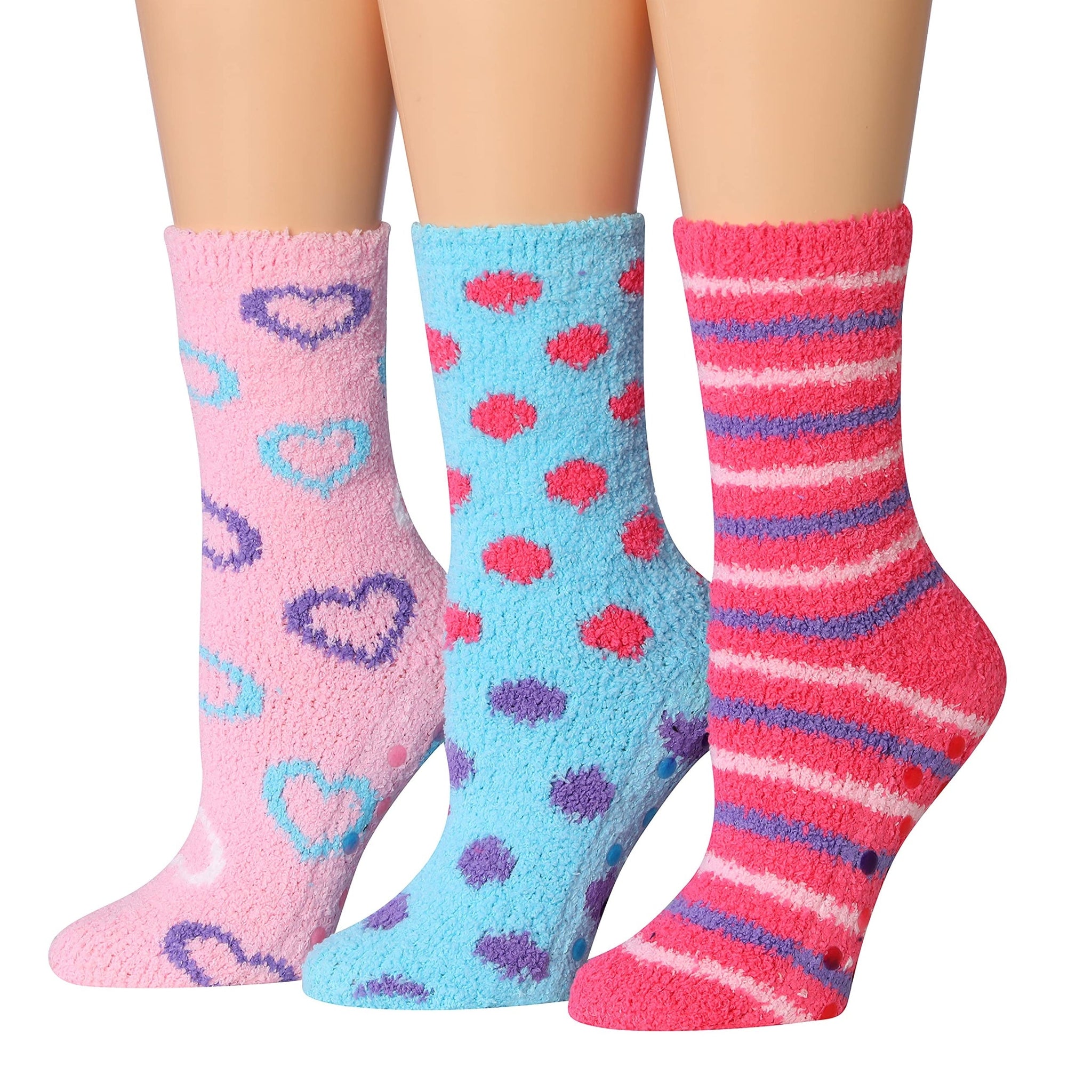 Women's 3 Pairs Cozy Microfiber Soft Anti-Skid Valentine's Candy