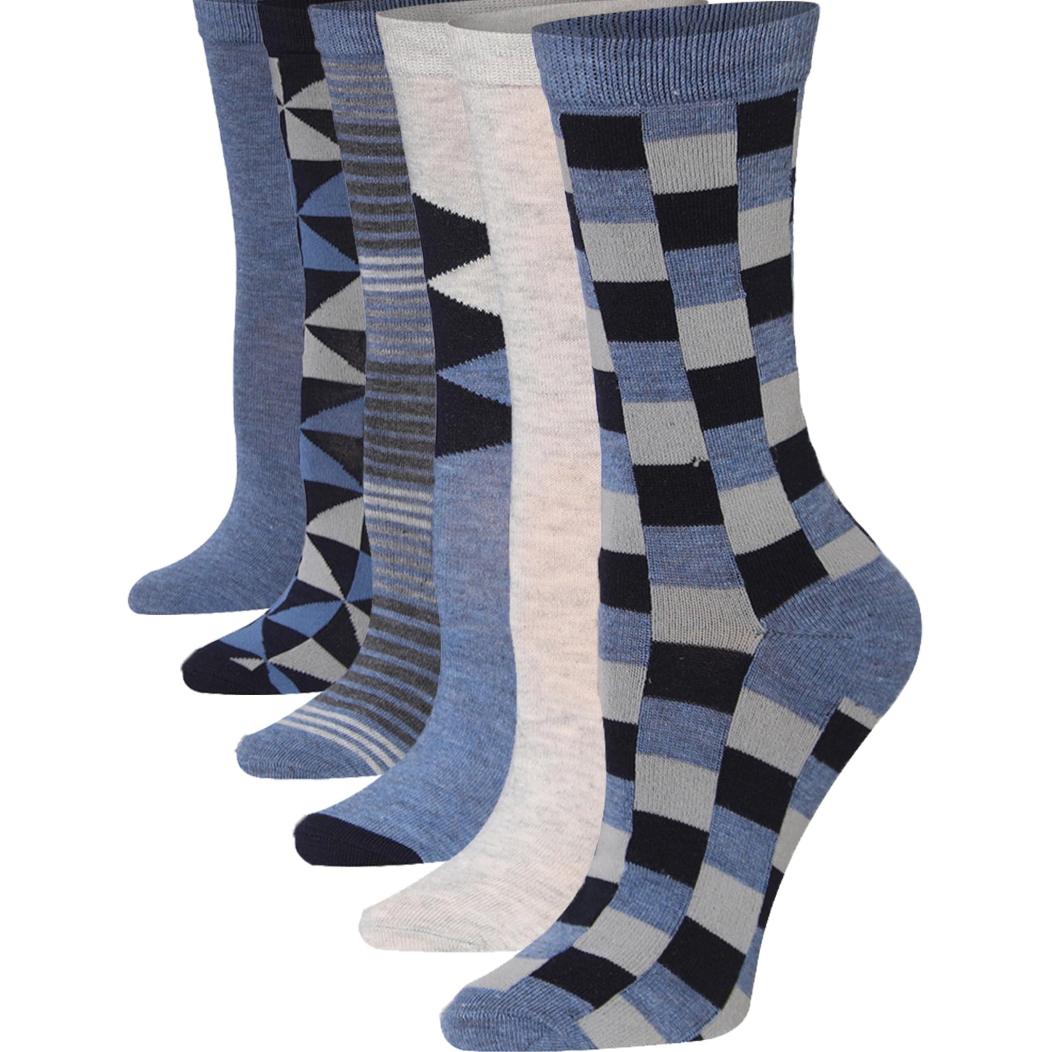 Women's 6-Pairs Colorful Dynamic Duo Funky Splash Stripes Patch