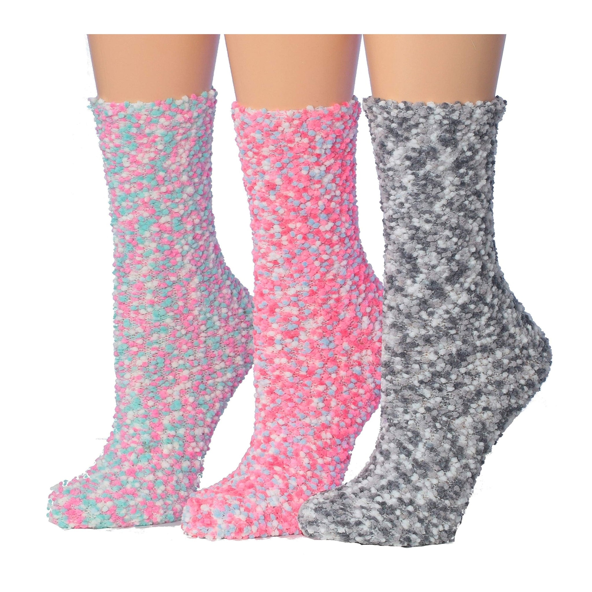 Women's 3 Pairs Cozy Microfiber Soft Anti-Skid Icy Rose Colorful