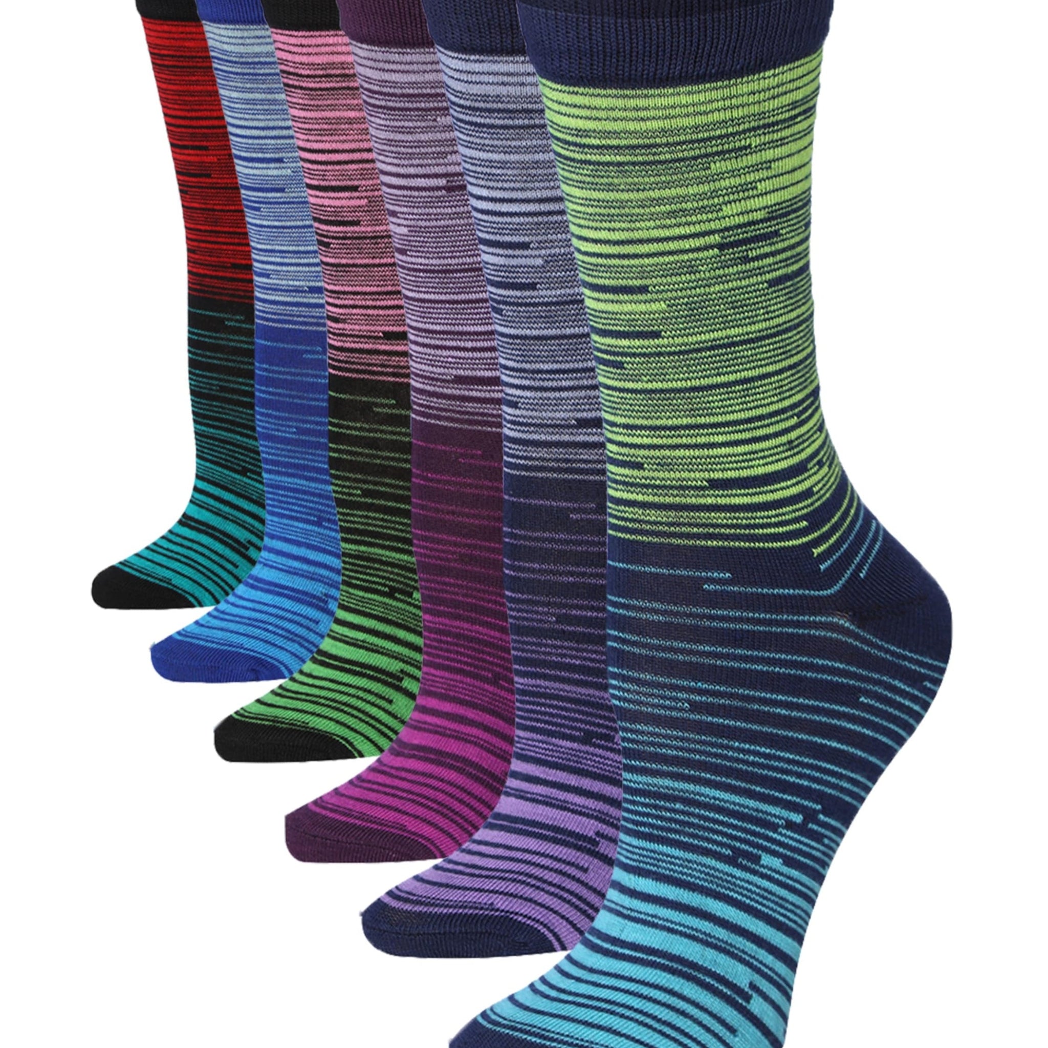 Women's 6-Pairs Colorful Chromatic Gradient Ombre Funky Space Dye