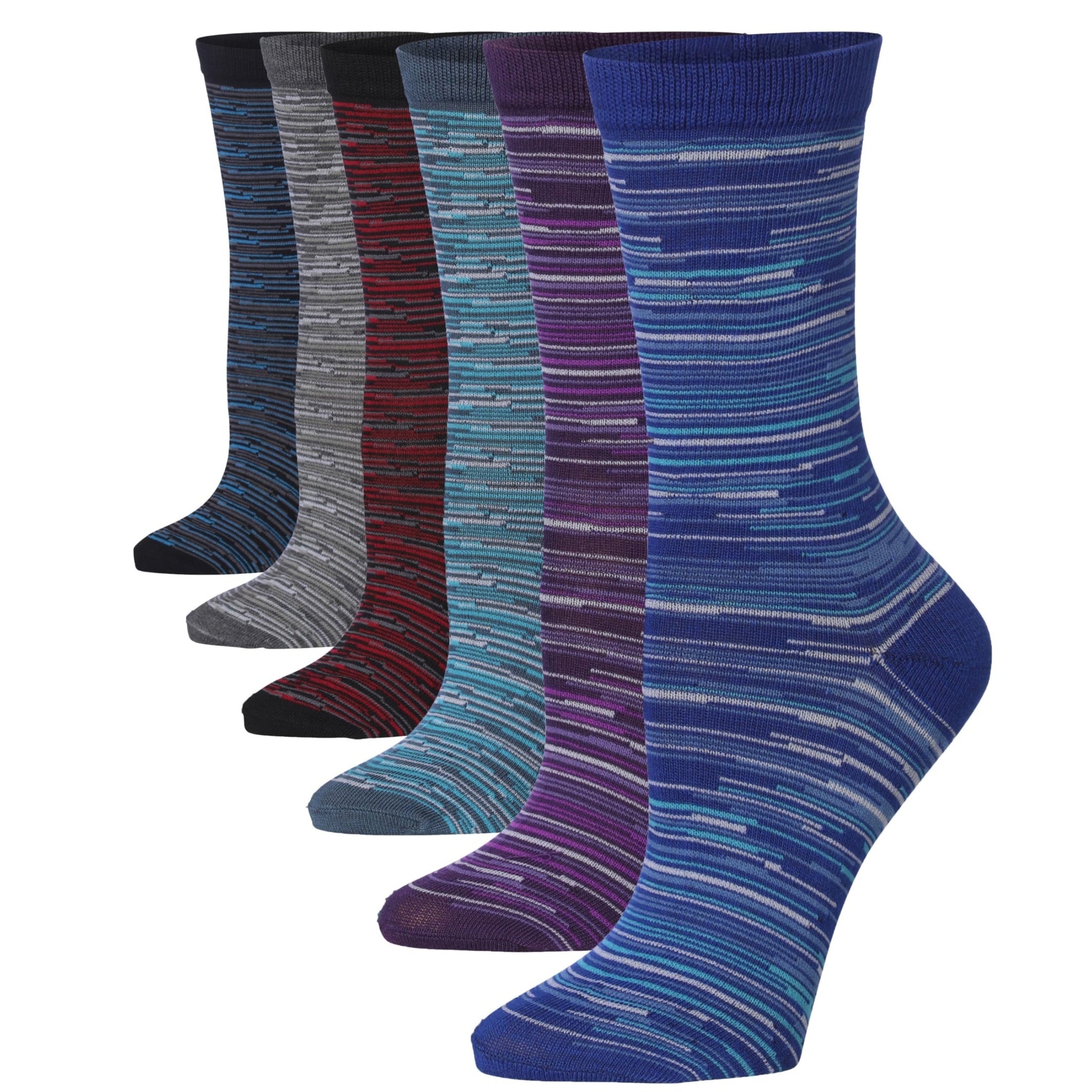Women's 6-Pairs Colorful Night Sky Violet Elegance Funky Space Dye