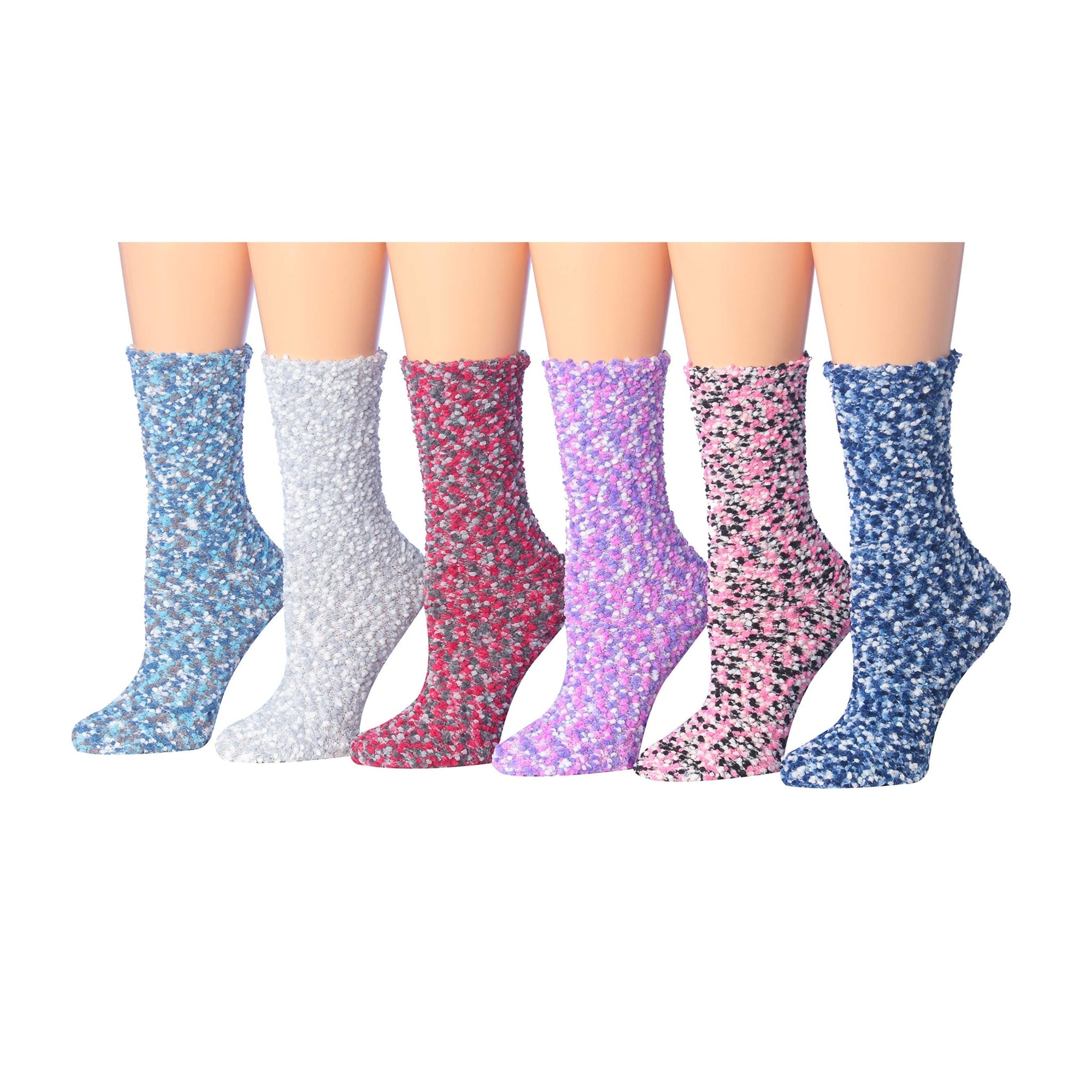 Women's 6 Pairs Cozy Microfiber Soft Anti-Skid Candy Cane Chaos