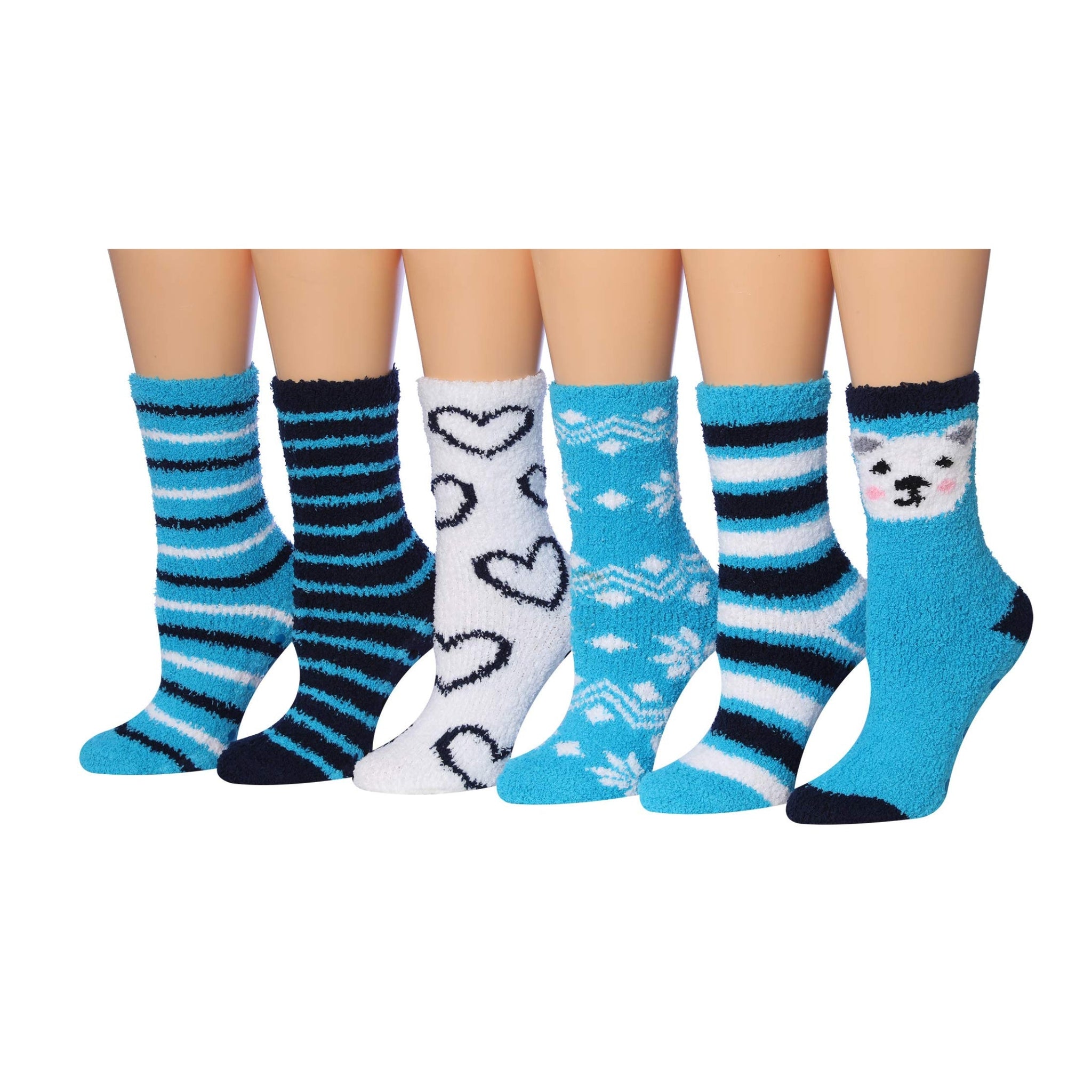Women's 6 Pairs Cozy Microfiber Soft Anti-Skid Arctic Frost Colorful