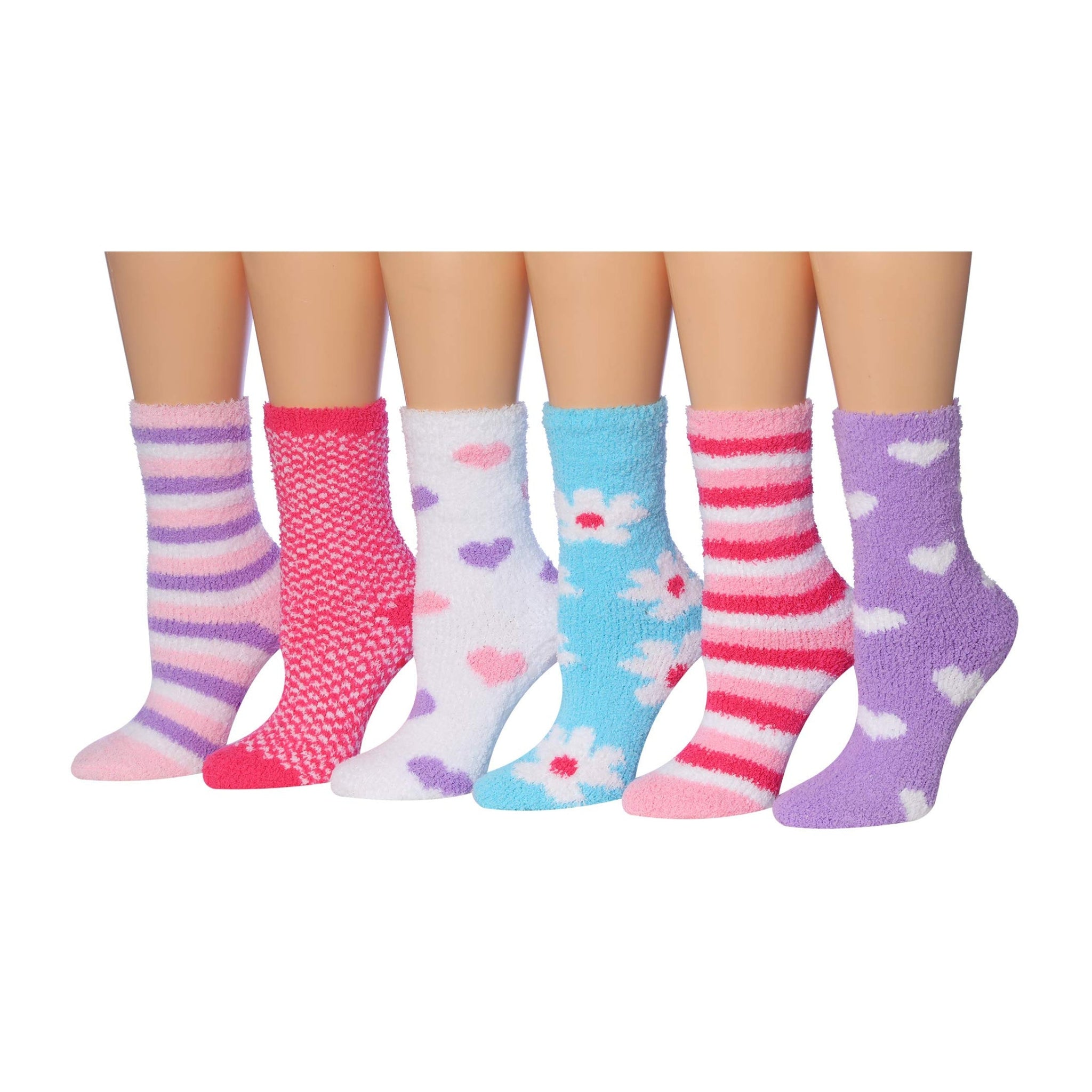 Women's 6 Pairs Cozy Microfiber Soft Anti-Skid Meadow Sunset Colorful