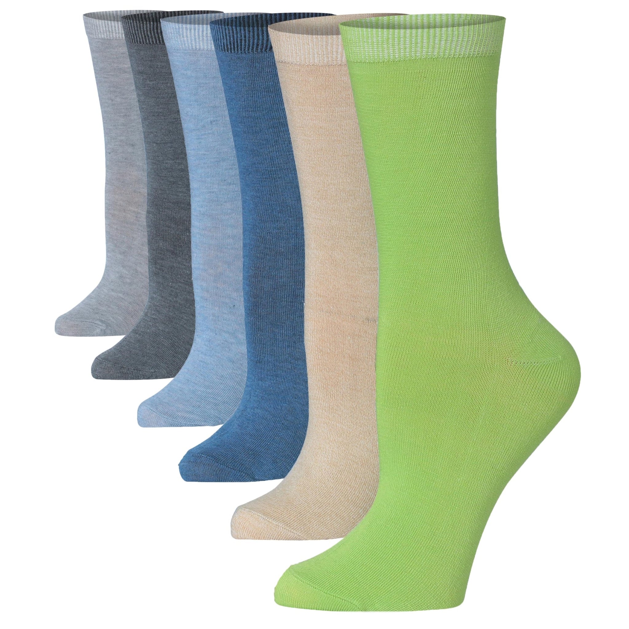 Women's 6-Pairs Colorful Natures Hues Funky Patterned Crew Dress Socks