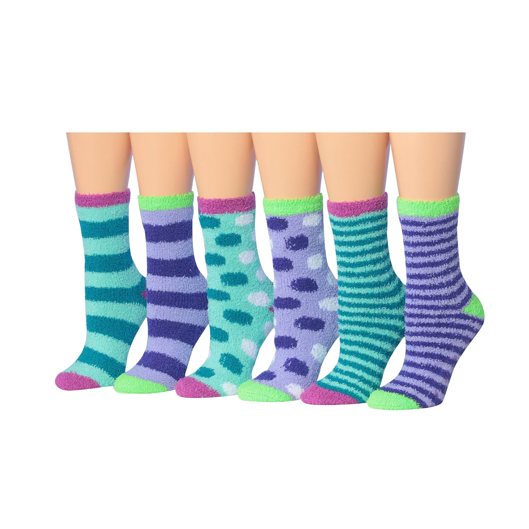 Women's 6 Pairs Cozy Microfiber Soft Anti-Skid Rainbow Dreams Colorful