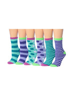 Women's 6 Pairs Cozy Microfiber Soft Anti-Skid Rainbow Dreams Colorful
