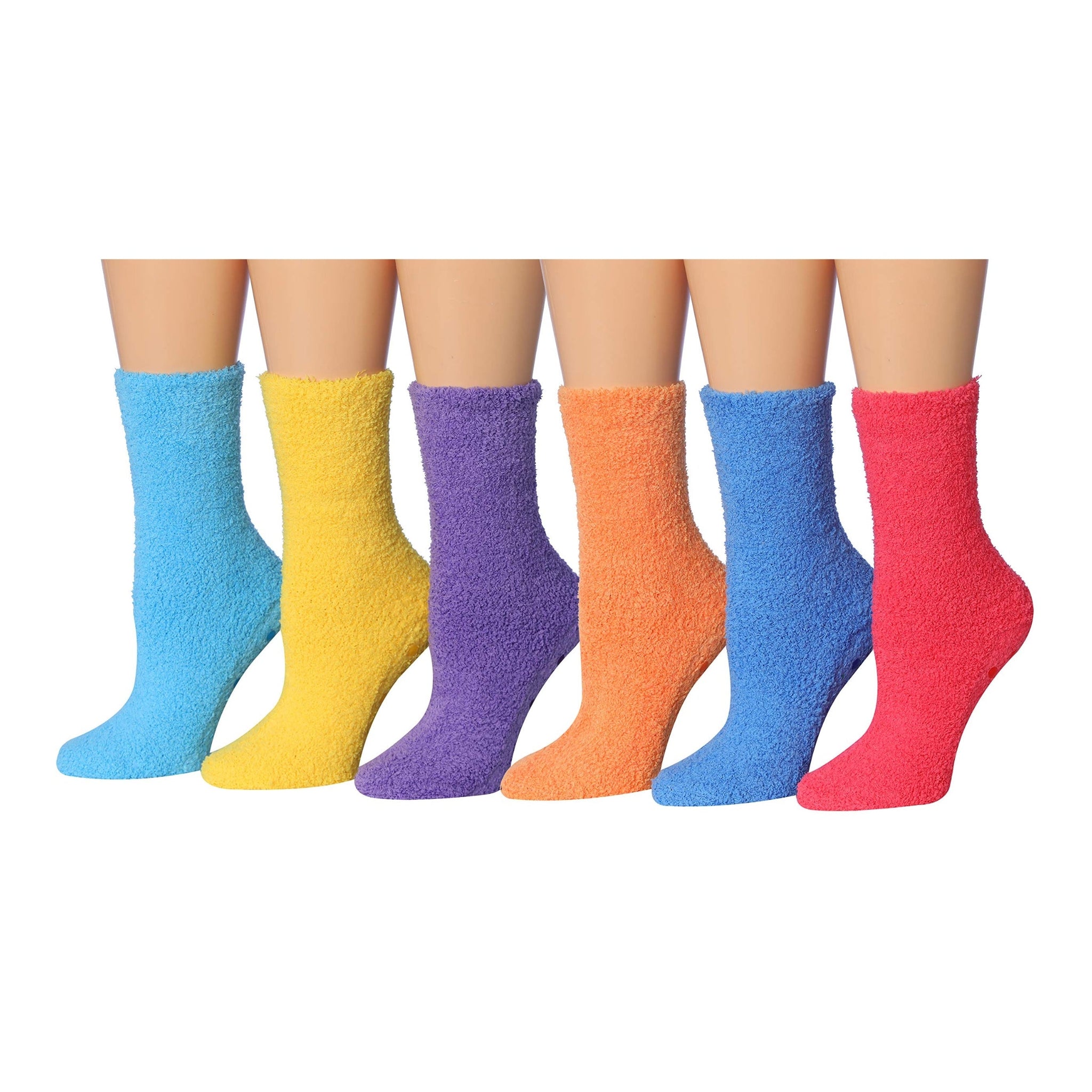 Women's 6 Pairs Cozy Microfiber Soft Anti-Skid Rainbow Bliss Colorful