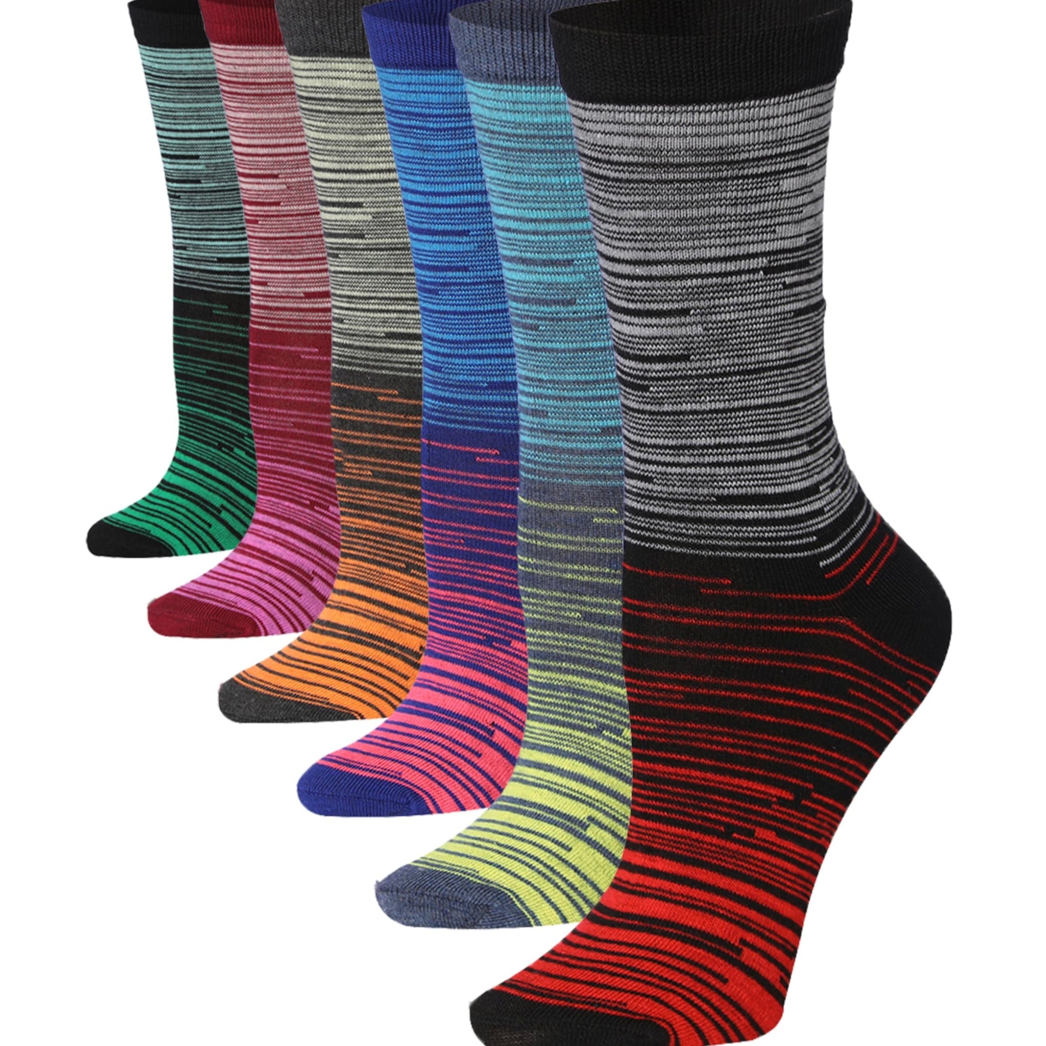 Women's 6-Pairs Colorful Vivid Ombre Transition Funky Space Dye