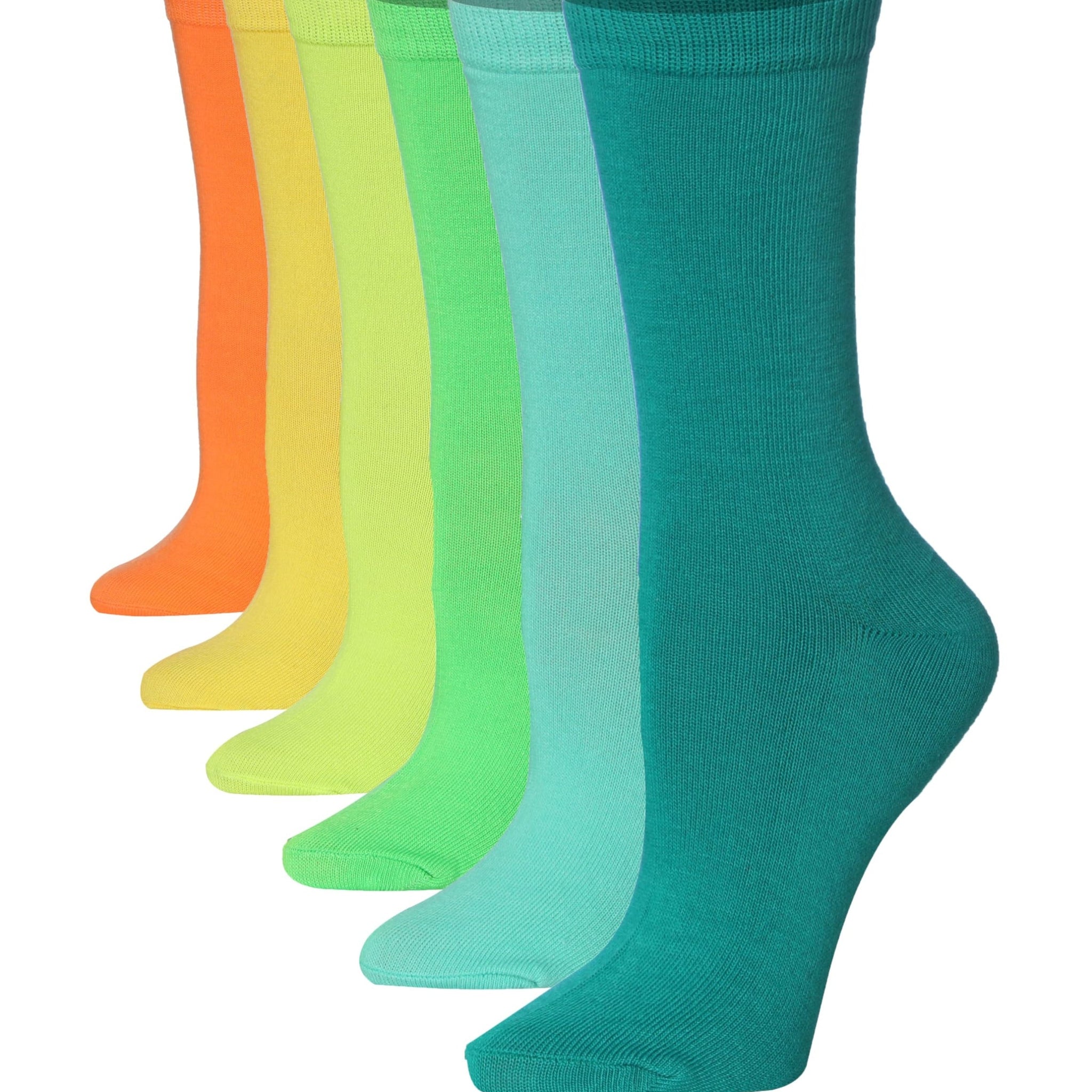 Women's 6-Pairs Colorful Funky Solid Design Crew Dress Socks