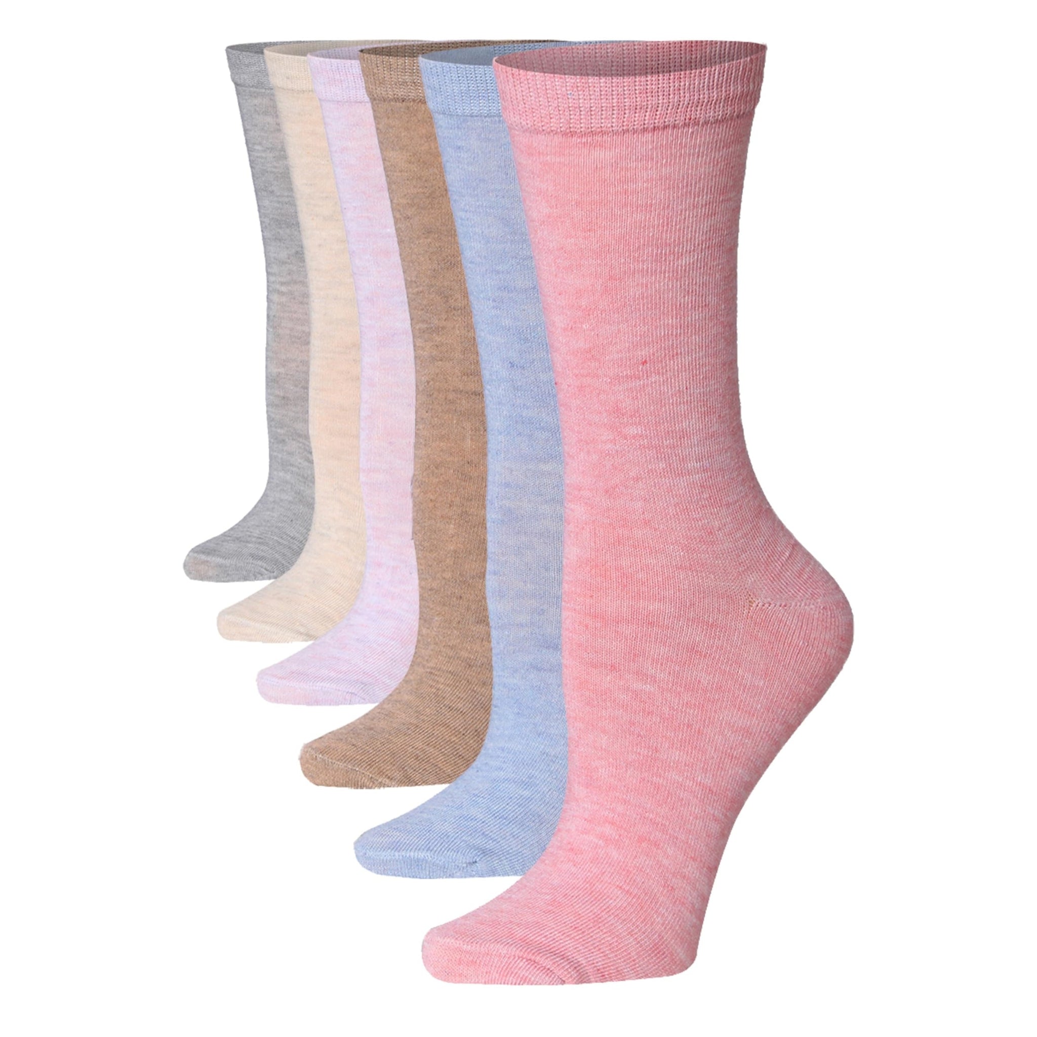 Tipi Toe Women's 6-Pairs Colorful Pastel Solid Funky Crew Dress Socks