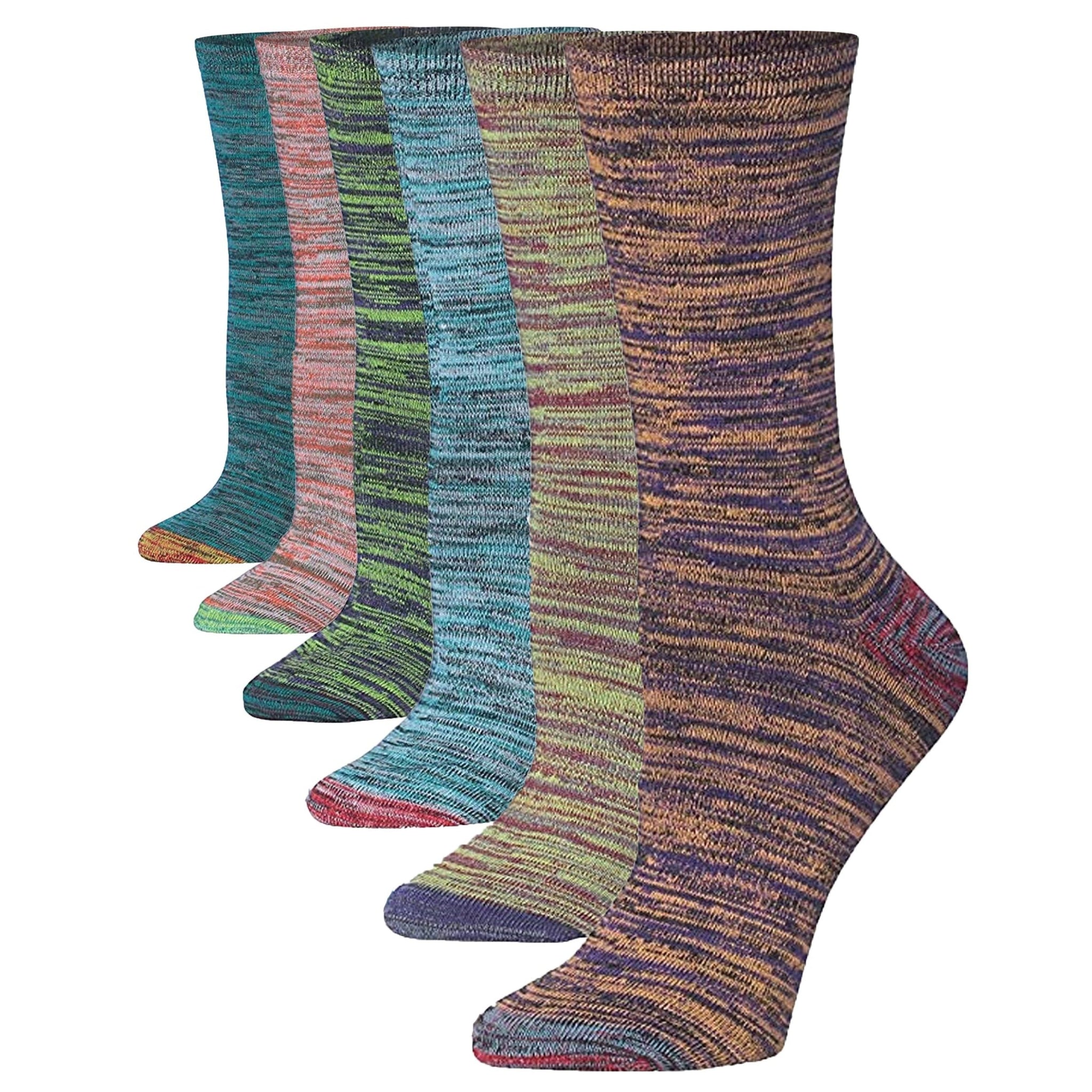 Women's 6-Pairs Colorful Funky Cosmic Fusion Earthy Tones Space Dye