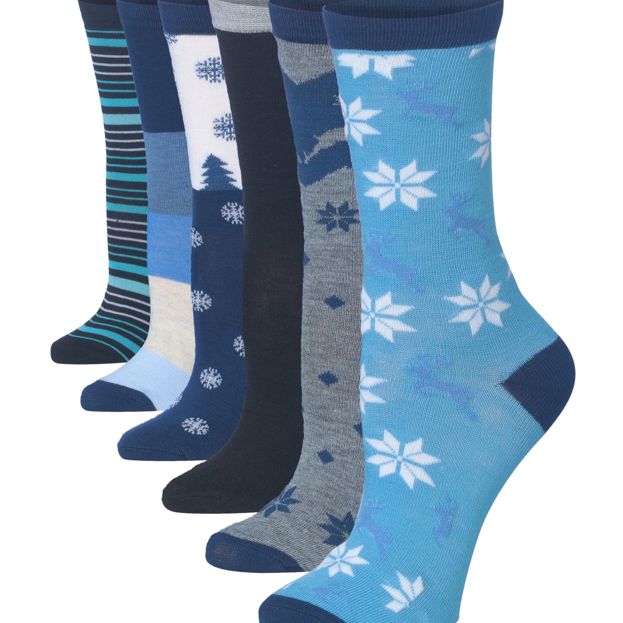 Women's 6-Pairs Colorful Bluish Cyan Palette Funky Arctic Mountain
