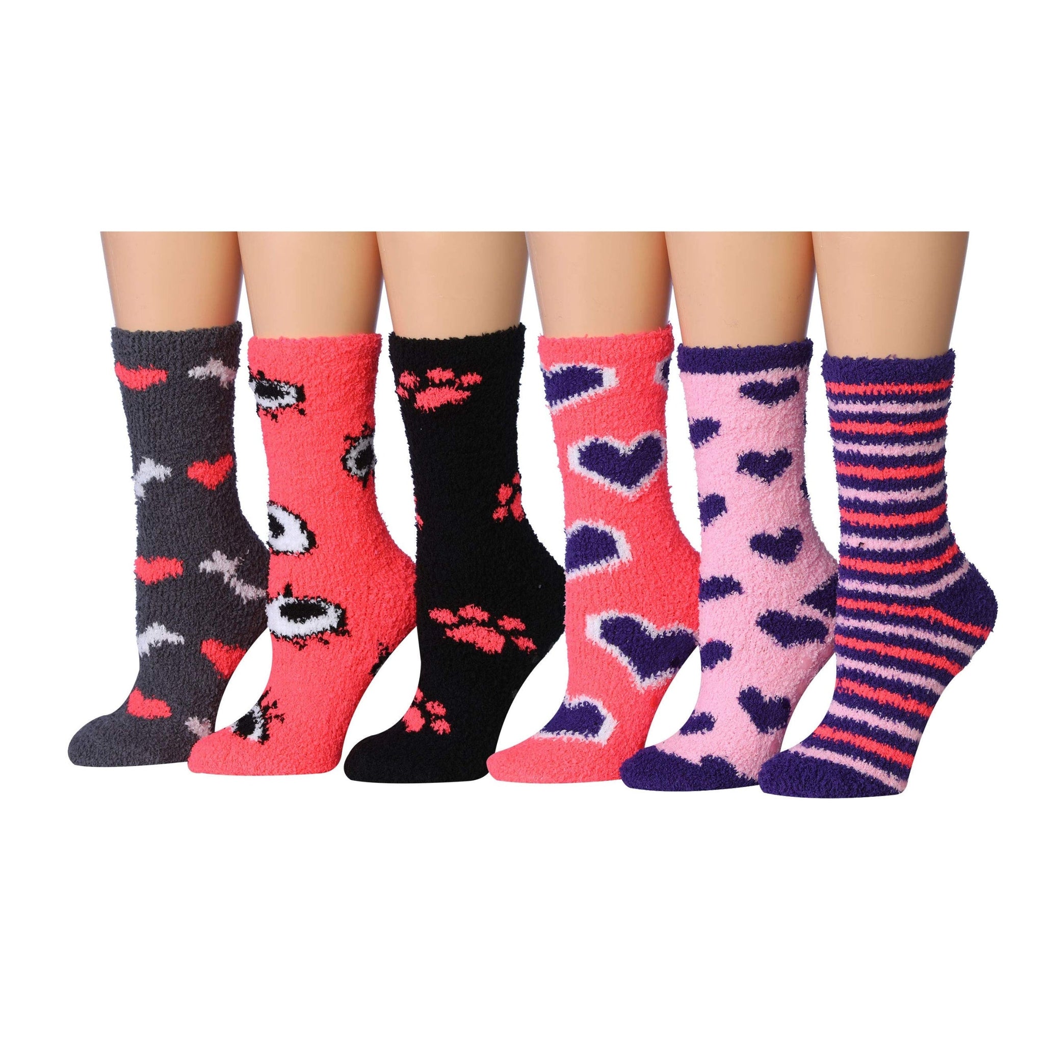 Women's 6 Pairs Cozy Microfiber Soft Anti-Skid Heartfelt Hues Colorful