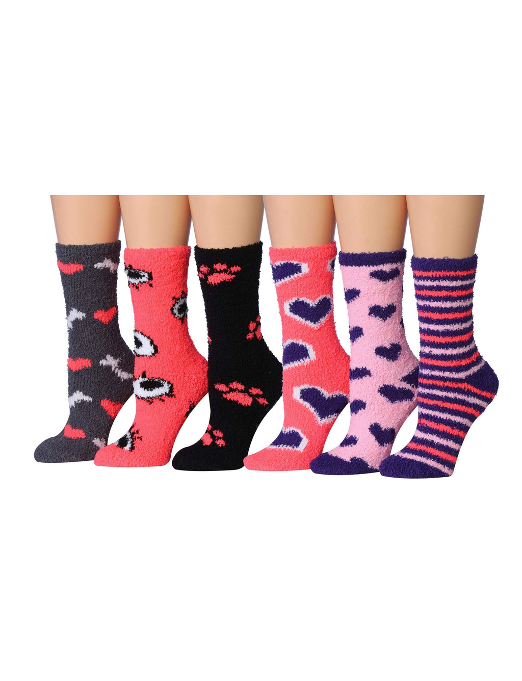 Women's 6 Pairs Cozy Microfiber Soft Anti-Skid Heartfelt Hues Colorful