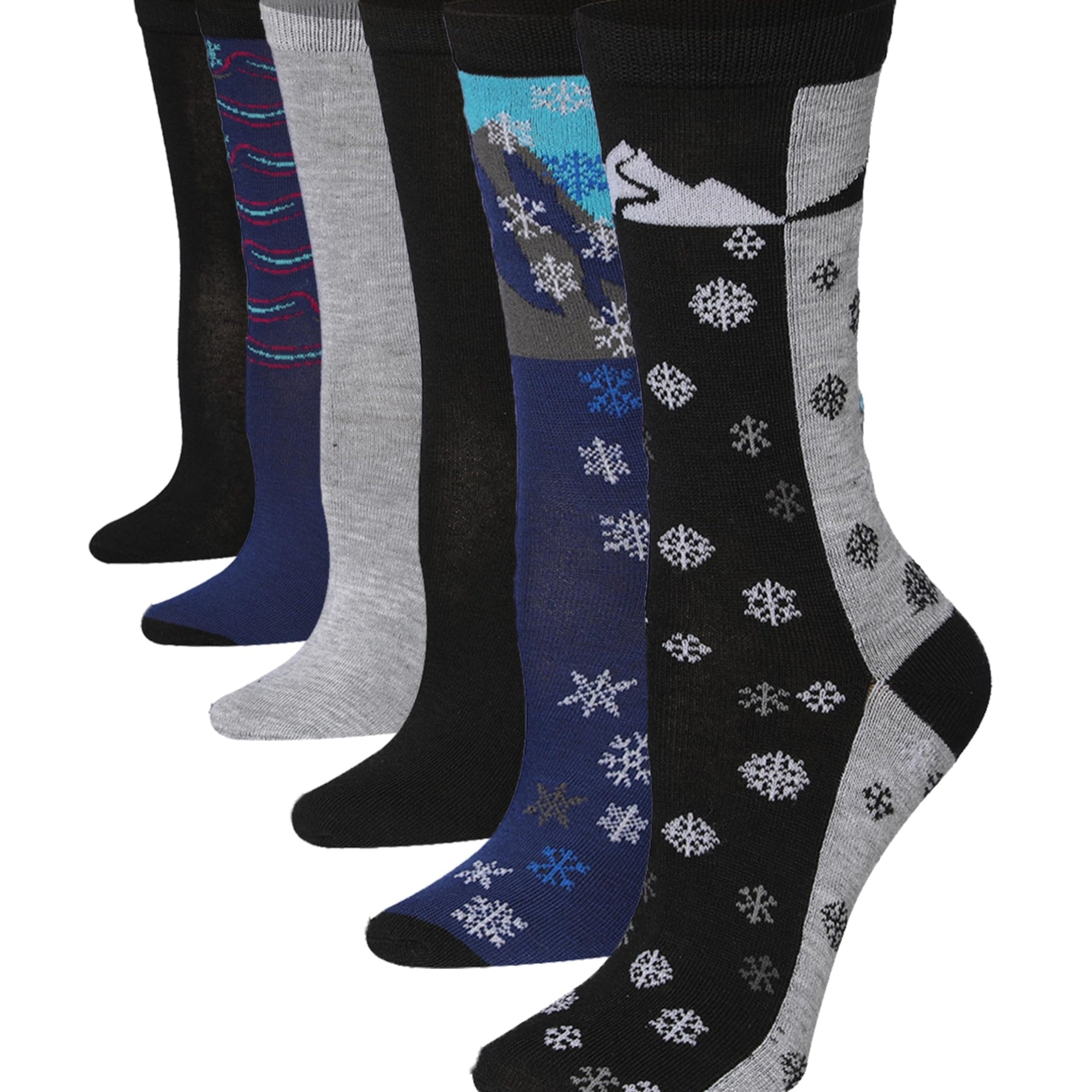 Women's 6-Pairs Colorful Funky Mountain Serenity Arctic Dreams