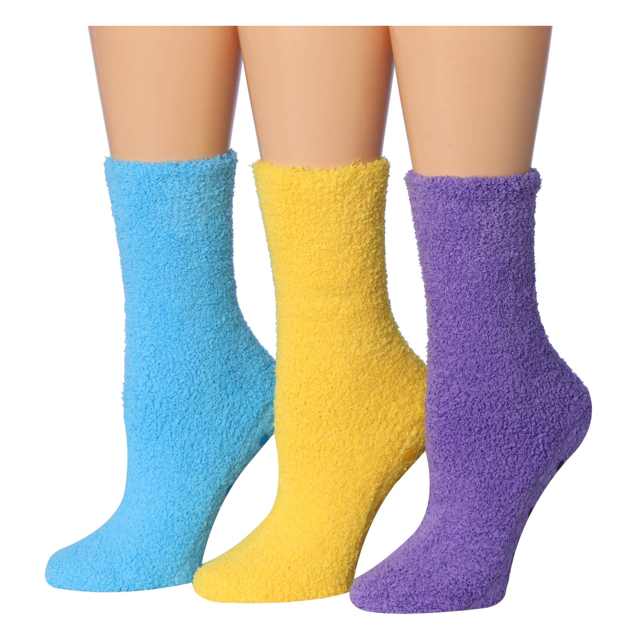 Women's 3 Pairs Cozy Microfiber Soft Anti-Skid Pastel Harmony Colorful