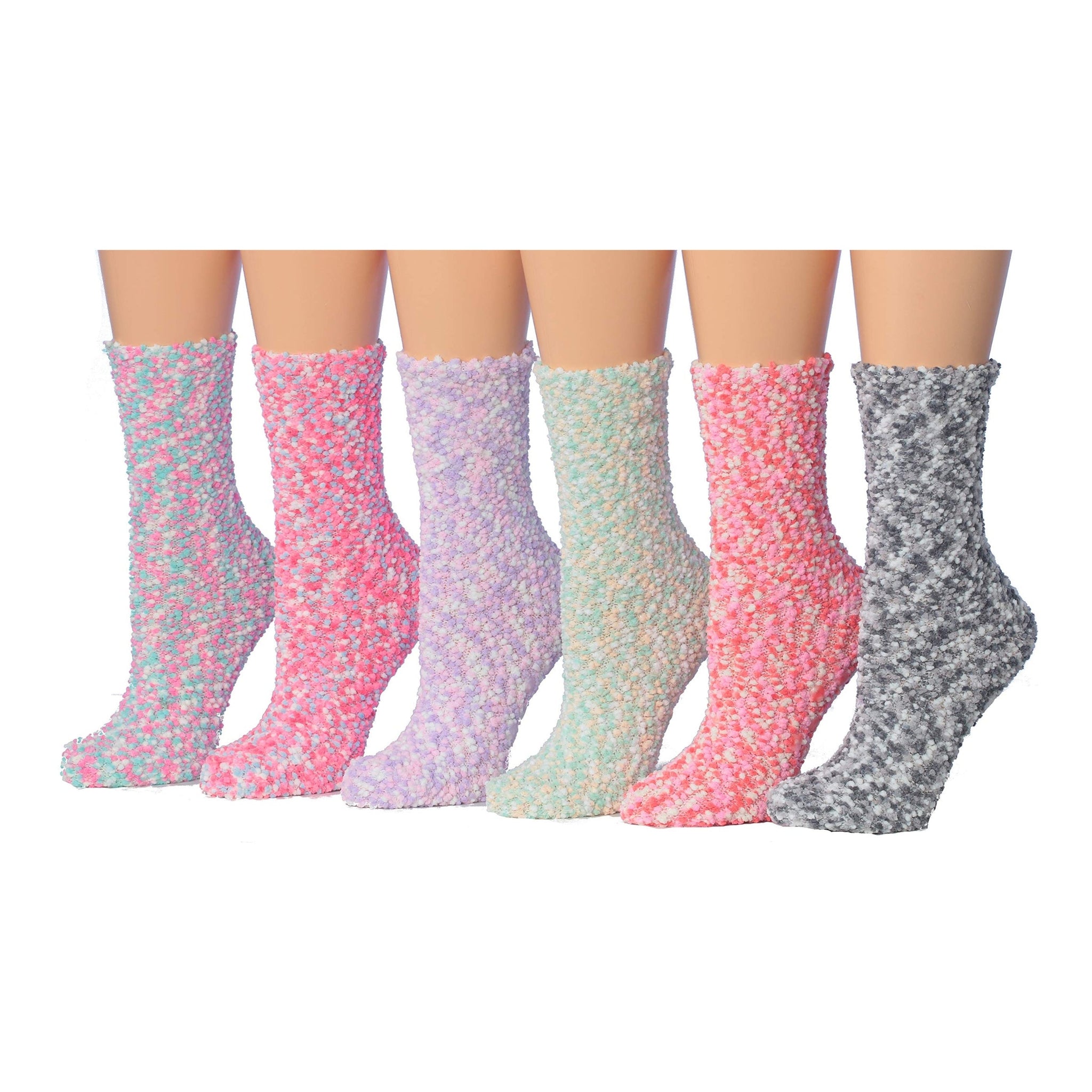 Women's 6 Pairs Cozy Microfiber Soft Anti-Skid Pastel Paradise