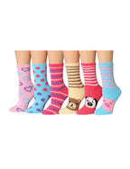 Women's 6 Pairs Cozy Microfiber Soft Anti-Skid Sweet Hearts Colorful