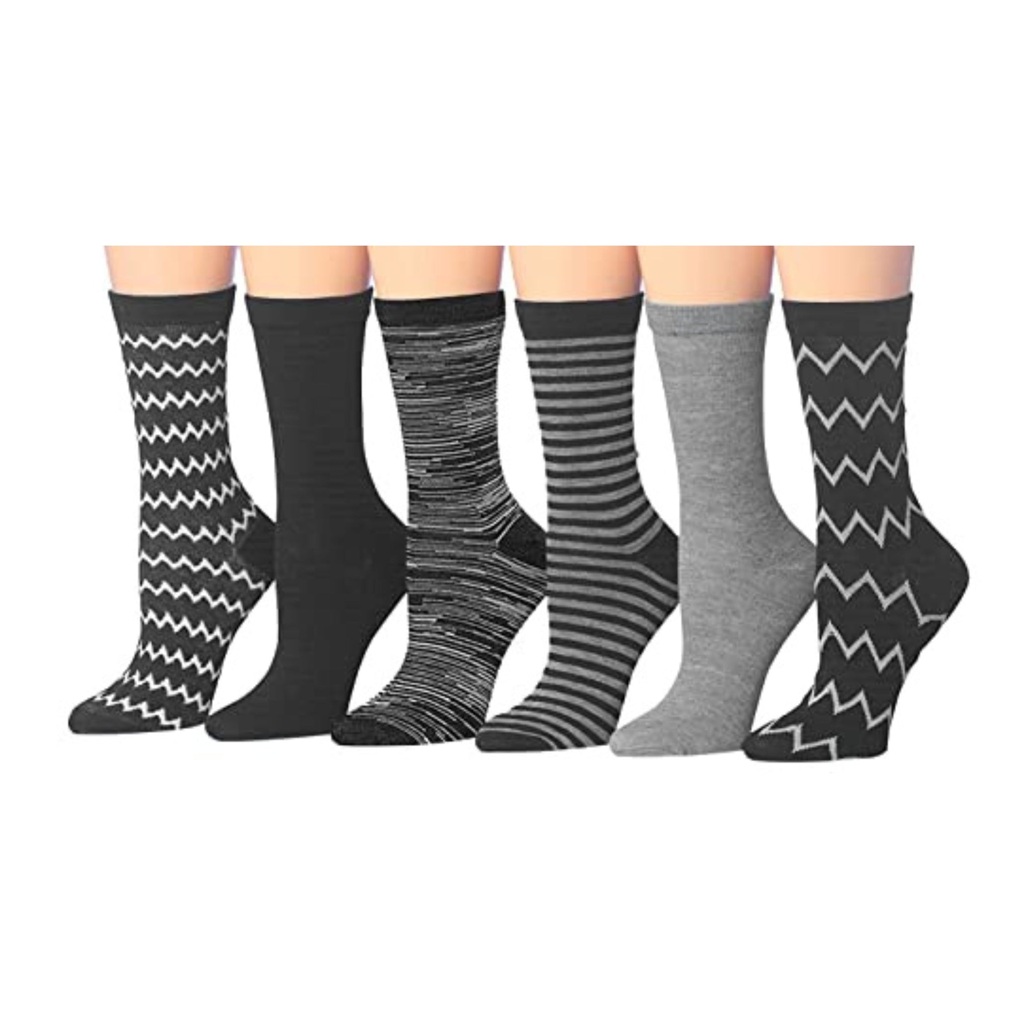 Women's 6-Pairs Colorful Funky Patterned Crew Dress Socks