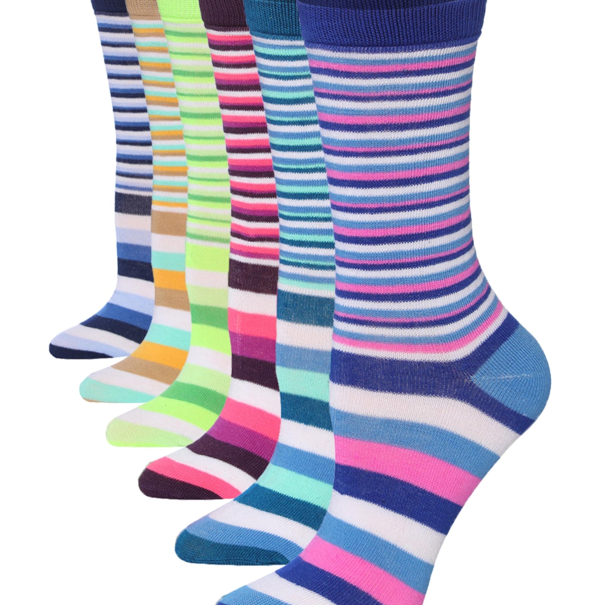 Women's 6-Pairs Colorful Cool Tones Funky Striped Harmony Patterned