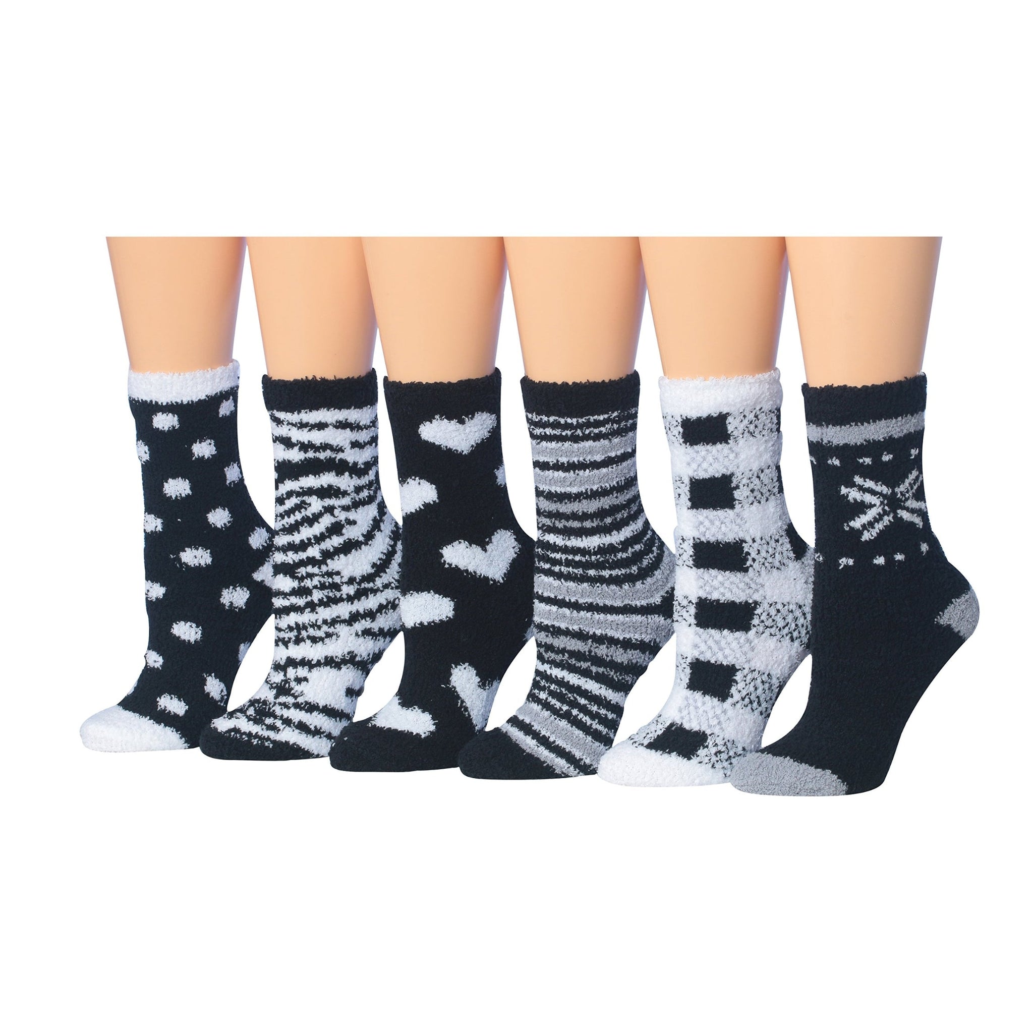 Women's 6 Pairs Cozy Microfiber Soft Anti-Skid Monochrome Elegance
