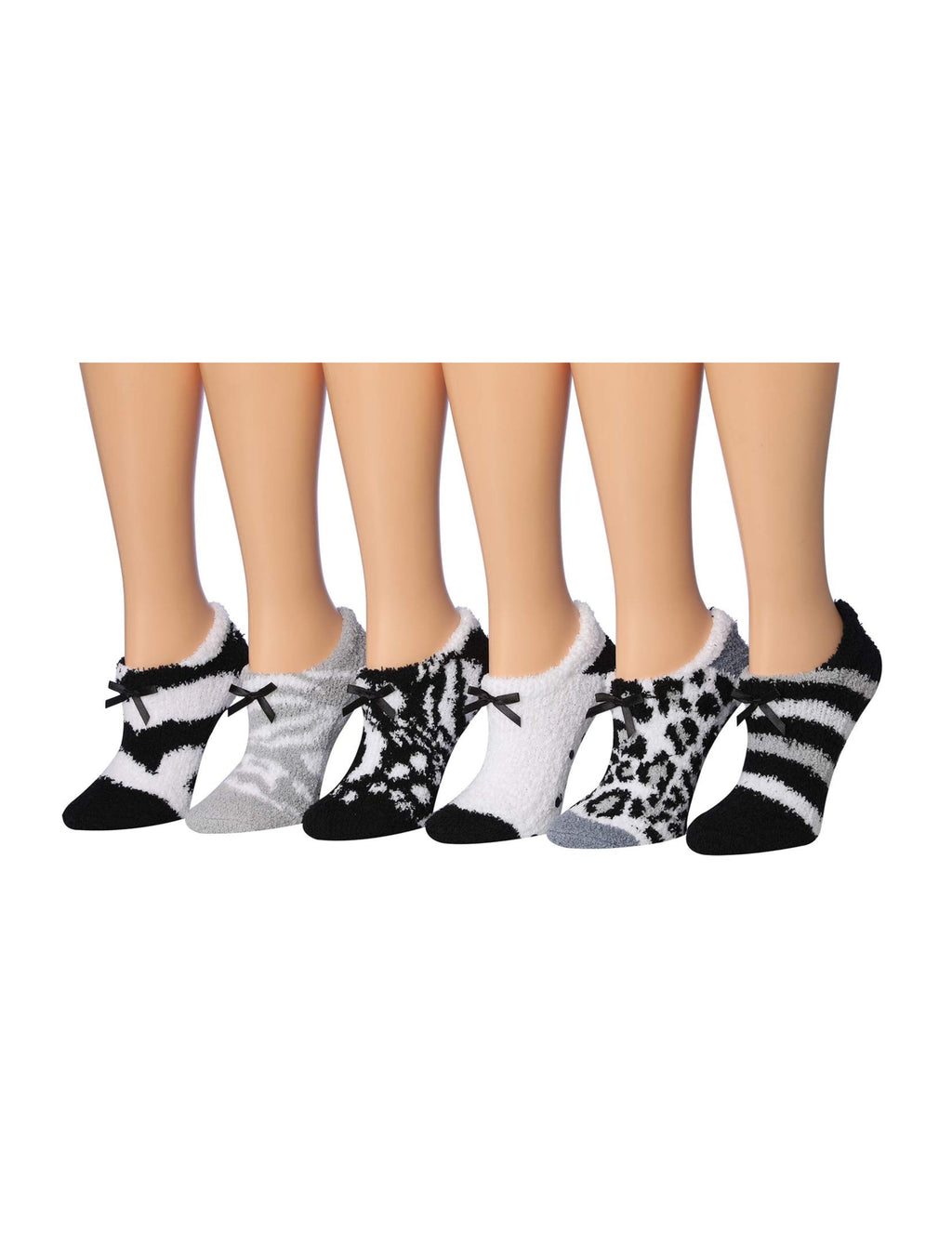 Women's 6 Pairs Cozy Microfiber Soft Anti-Skid Safari Monochrome