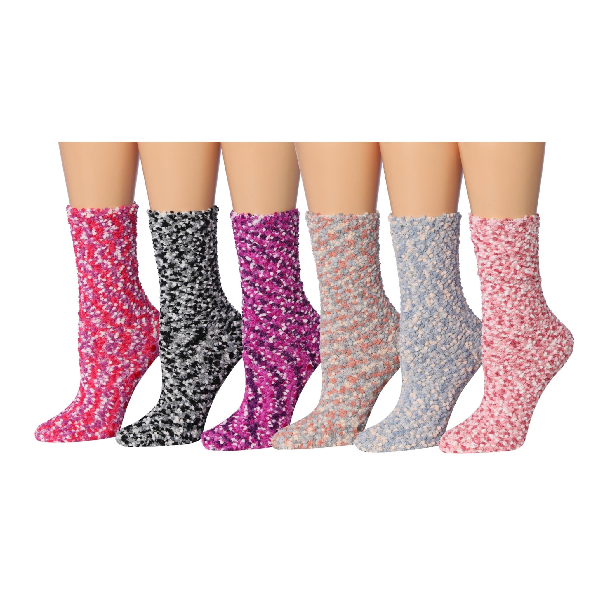 Tipi Toe Women's 6 Pairs Cozy Microfiber Soft Anti-Skid Maroon Melody