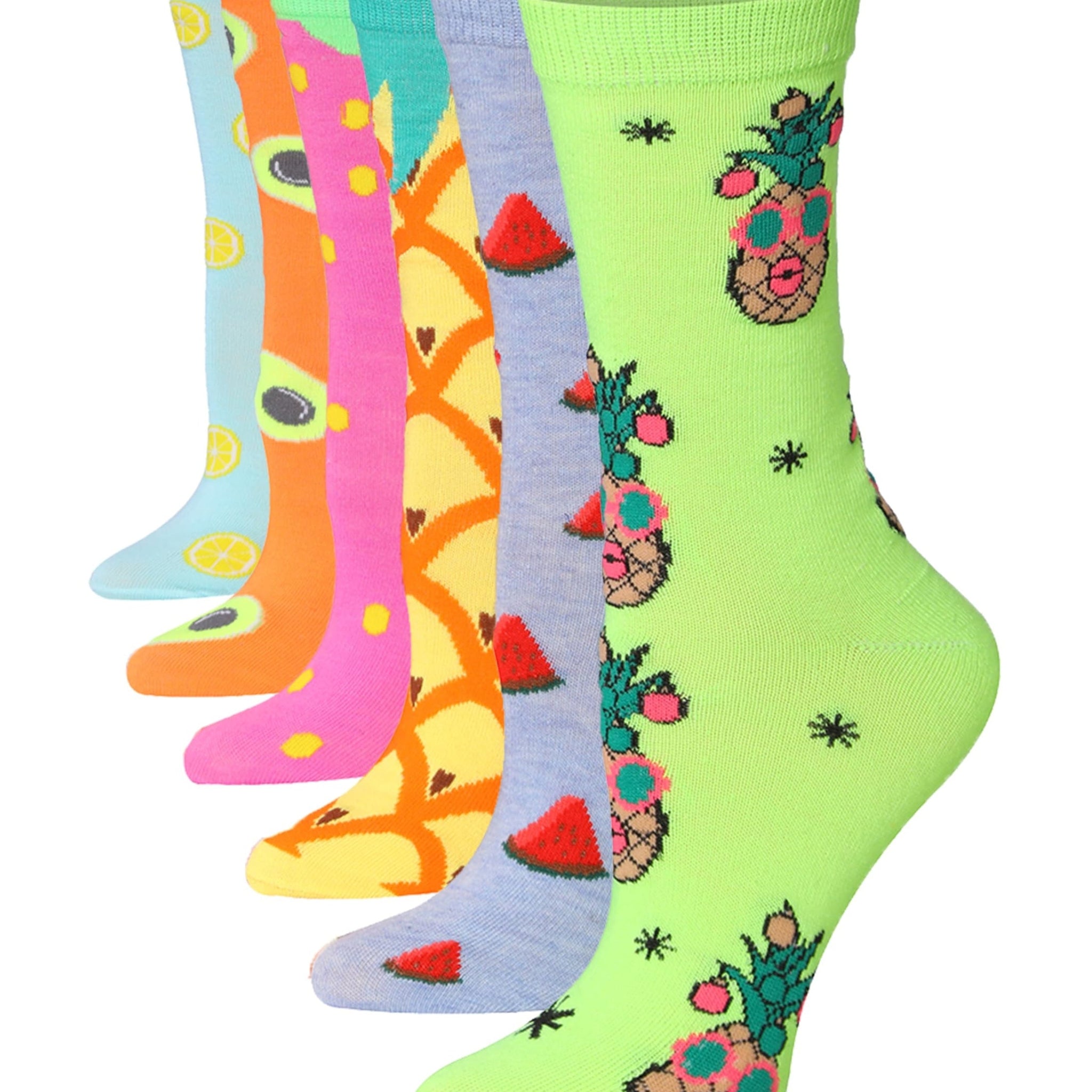 Women's 6-Pairs Colorful Light Orchard Sweet Delight Funky Fuity