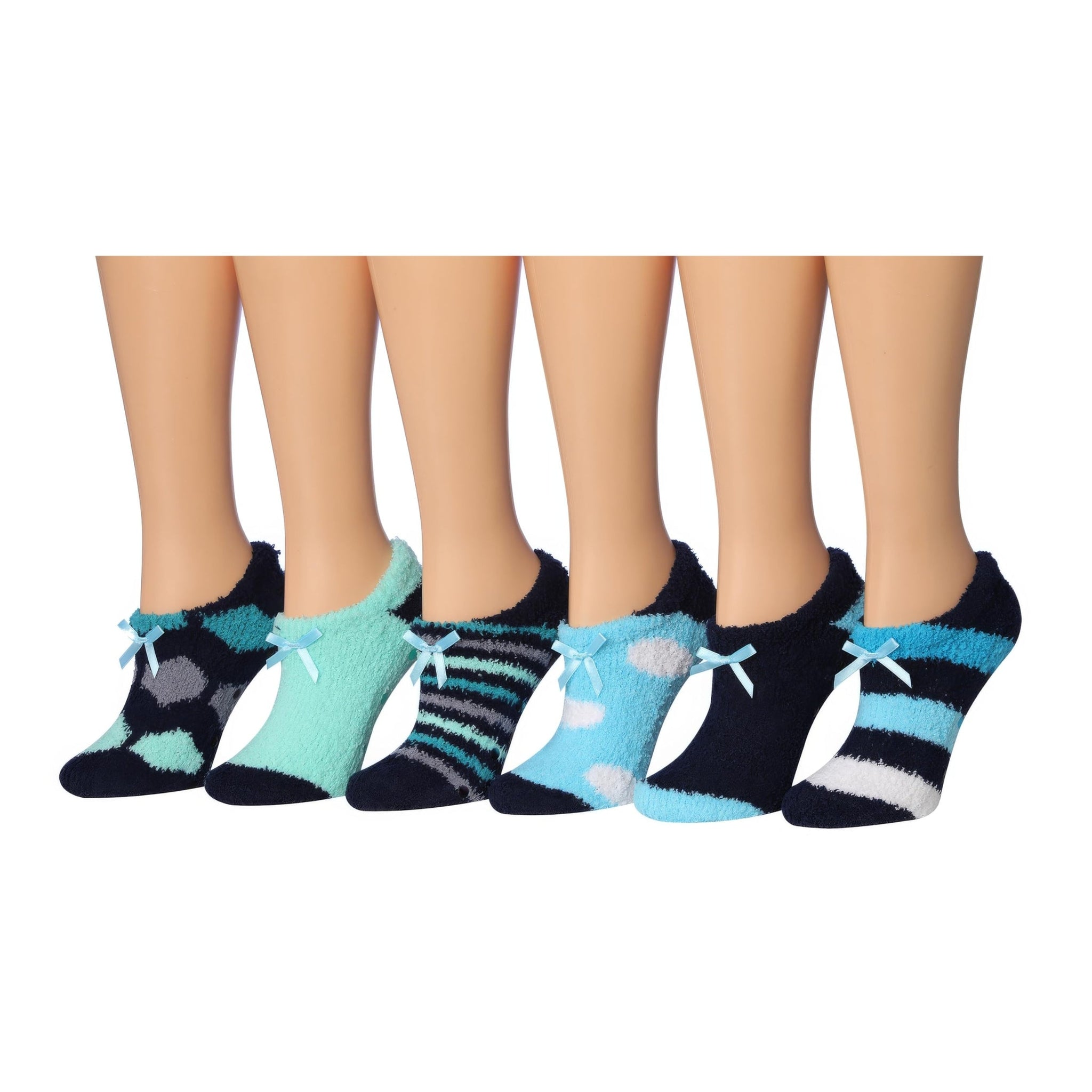 Tipi Toe Women's 6 Pairs Cozy Microfiber Soft Anti-Skid Geometric