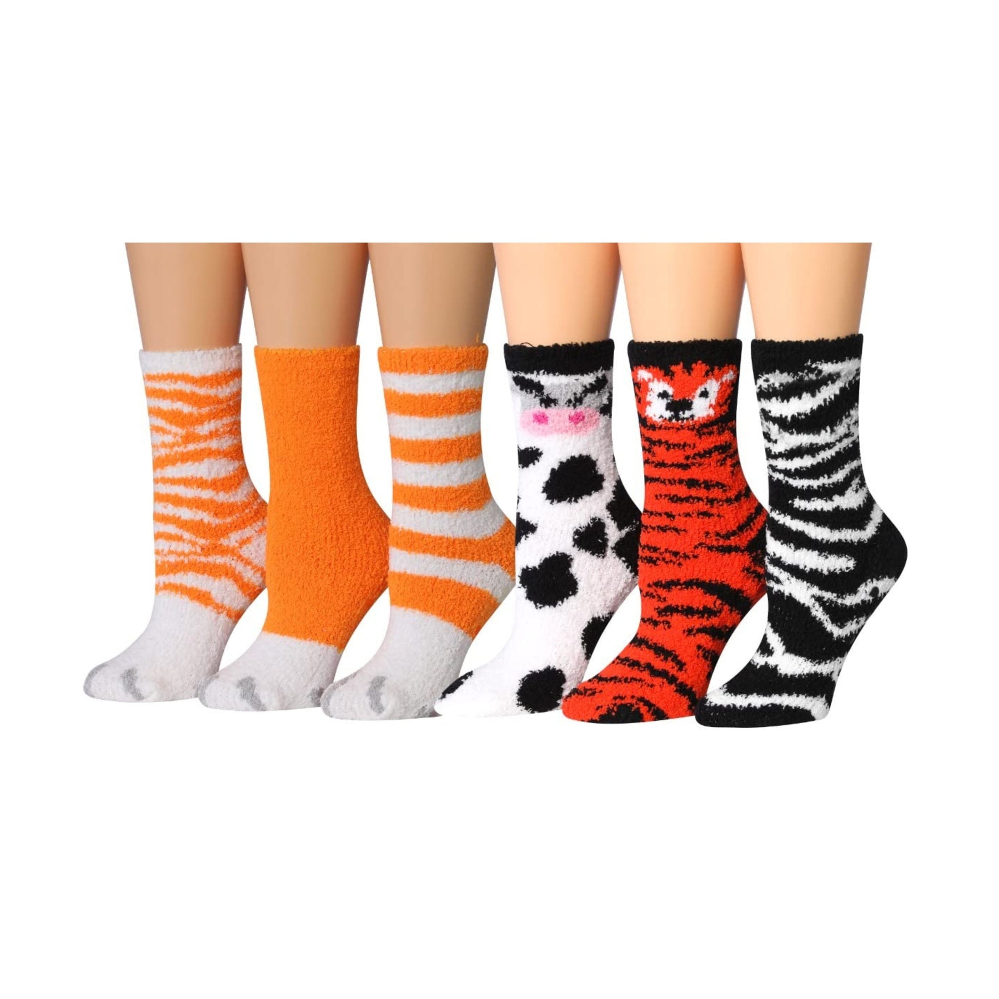 Women's 6 Pairs Cozy Microfiber Soft Anti-Skid Safari Sunset Colorful