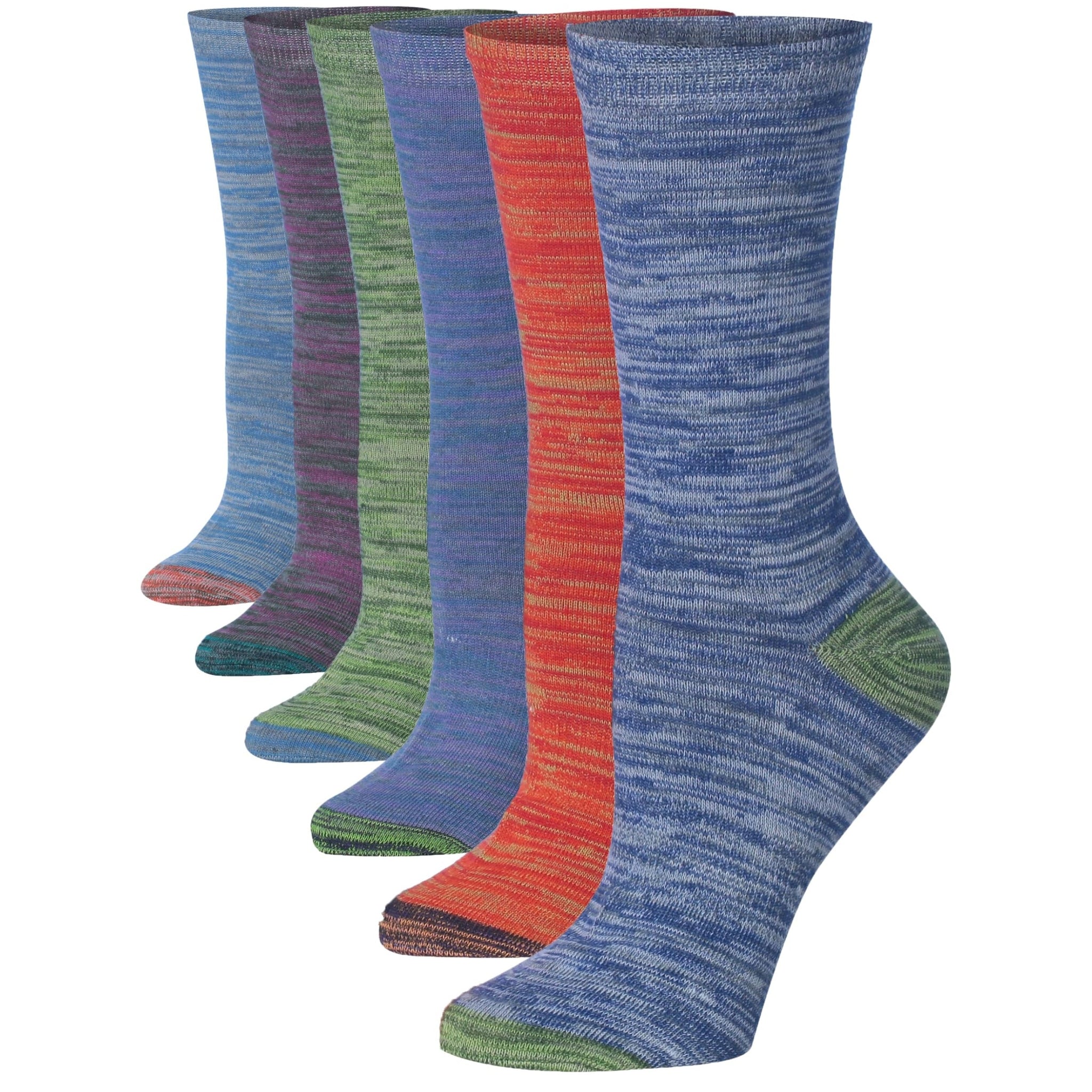 Women's 6-Pairs Colorful Chromatic Weaves Funky Space Dye Patterned
